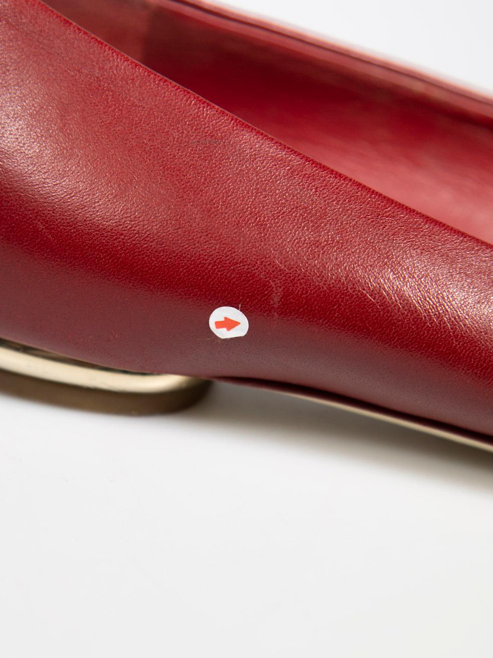 Chanel Red Leather Cap Toe Ballet Flats Size IT 38 For Sale 4