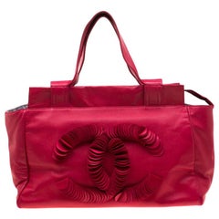 Chanel Red Leather CC Discs Tote
