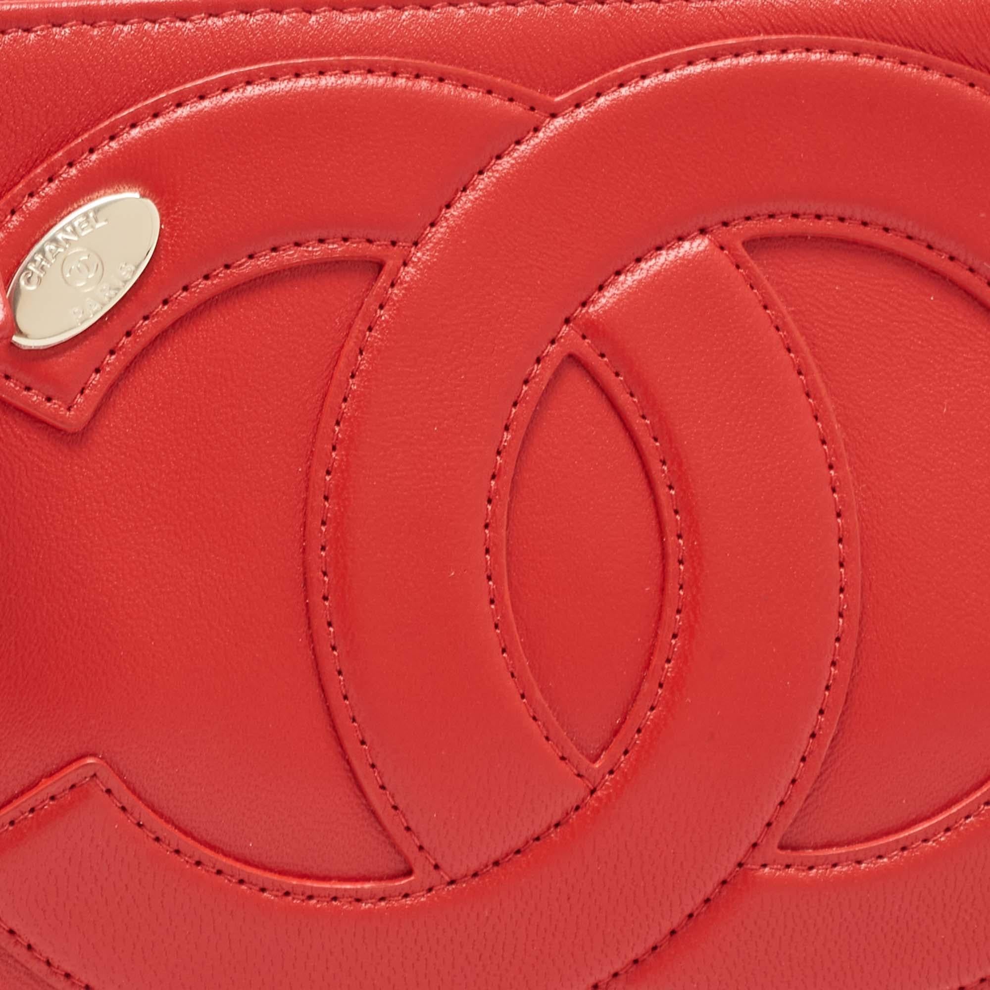 Chanel Red Leather CC Mania Double Zip Waist Belt Bag 8