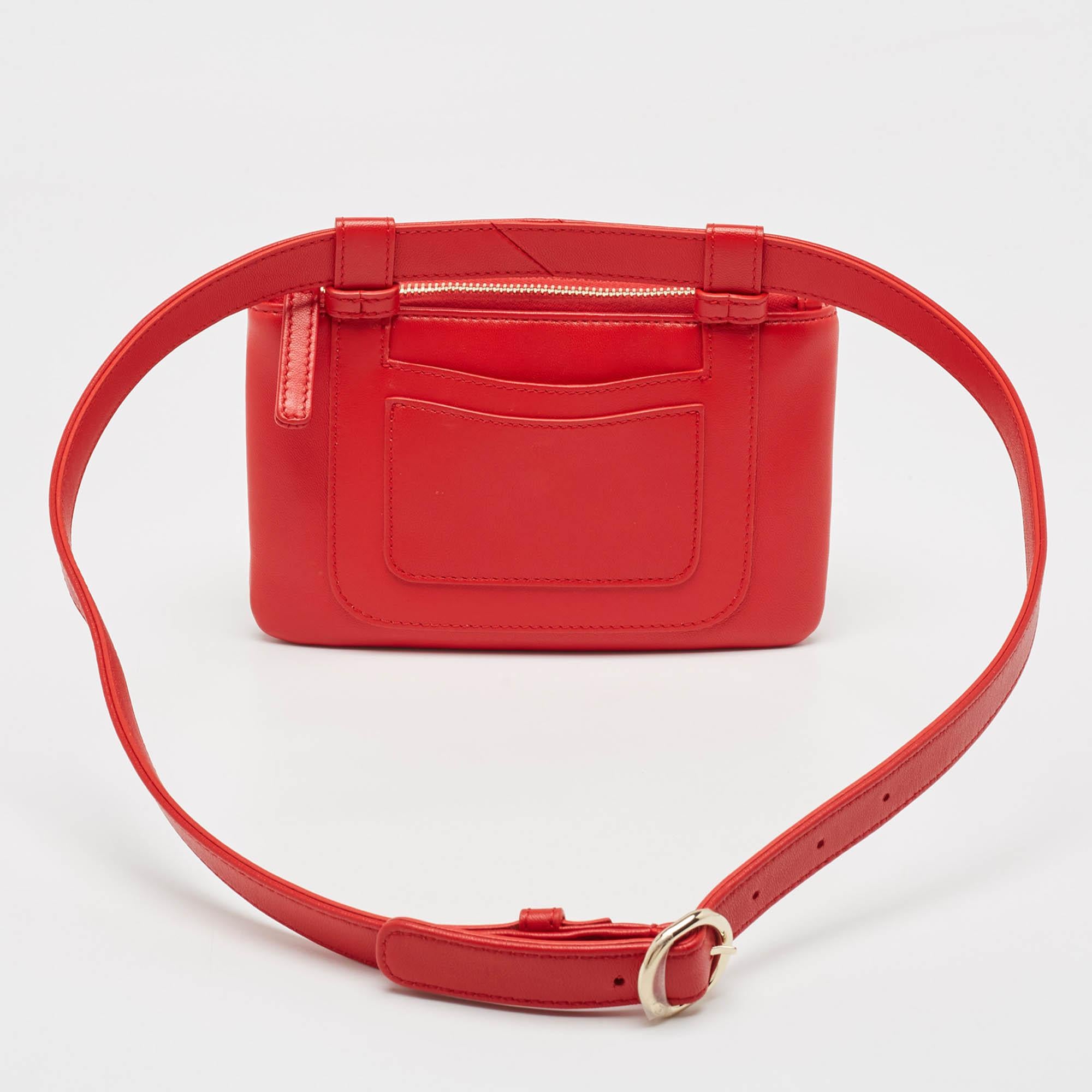Women's Chanel Red Leather CC Mania Waist Bag For Sale