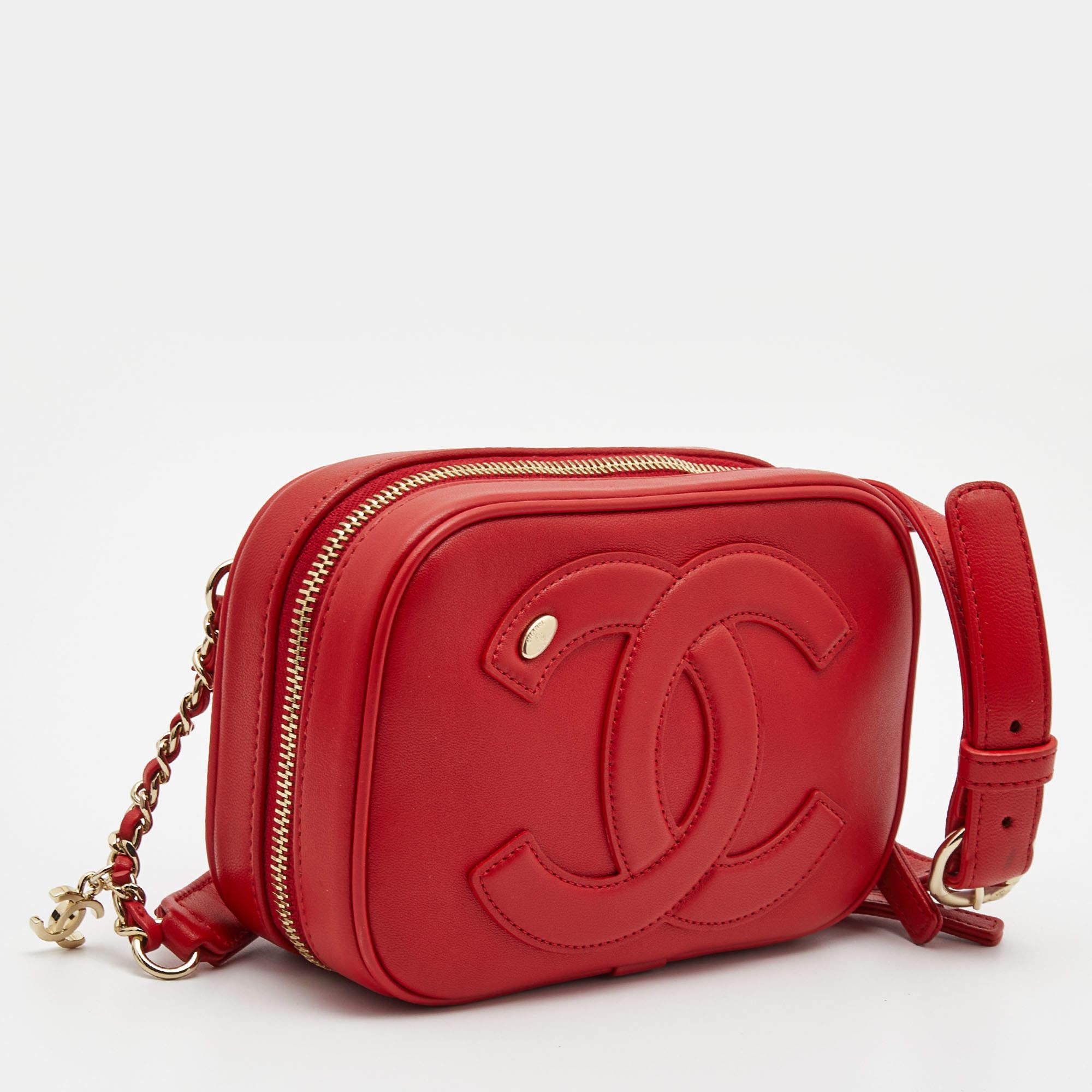 Women's Chanel Red Leather CC Mania Waist Bag