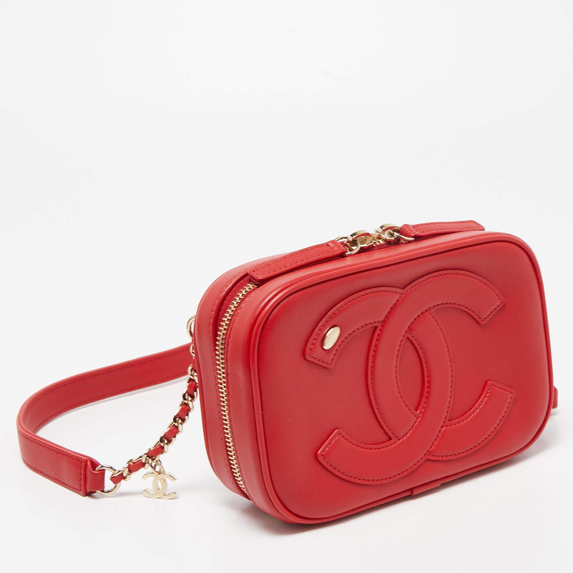 Women's Chanel Red Leather CC Mania Waist Bag