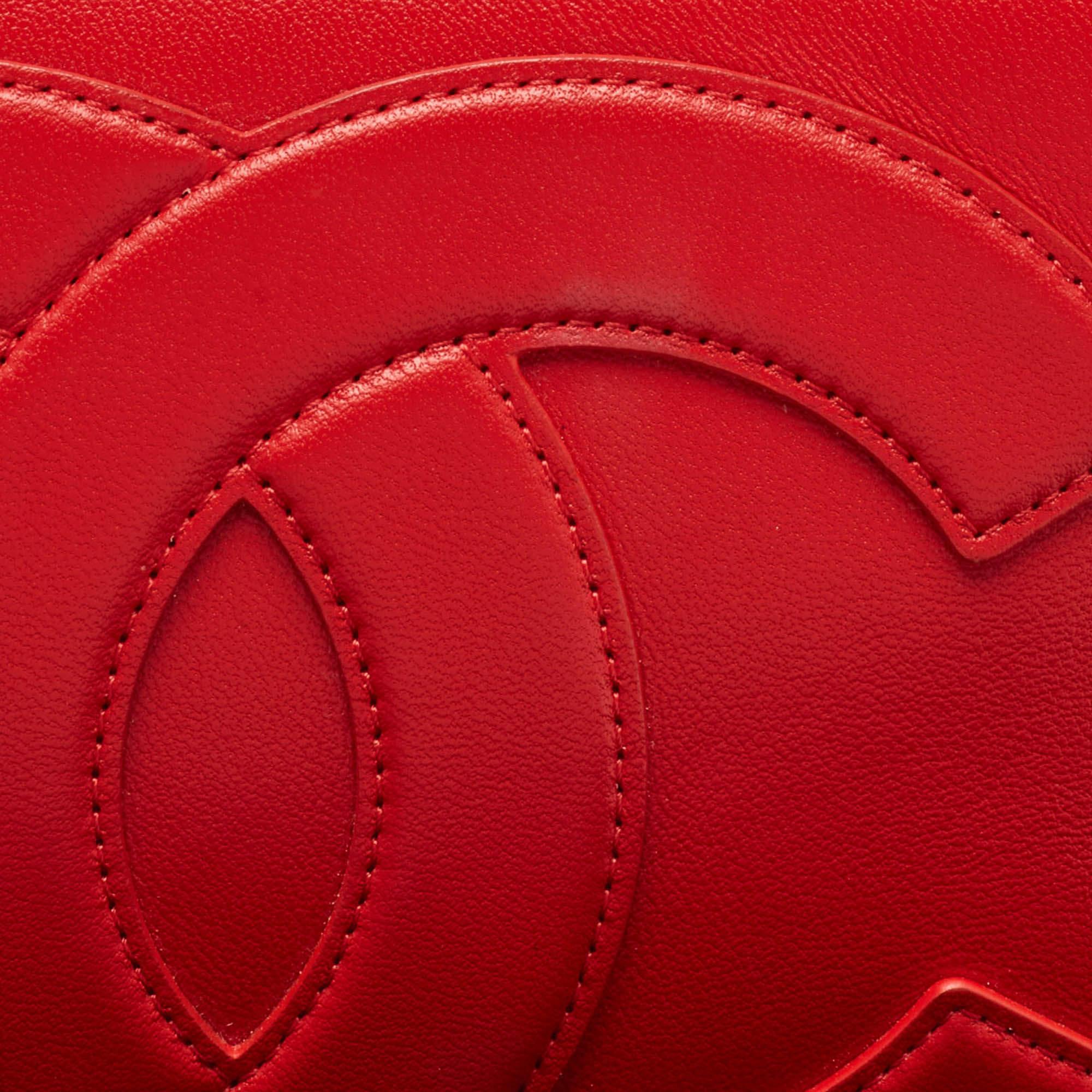 Chanel Red Leather CC Mania Waist Bag For Sale 1