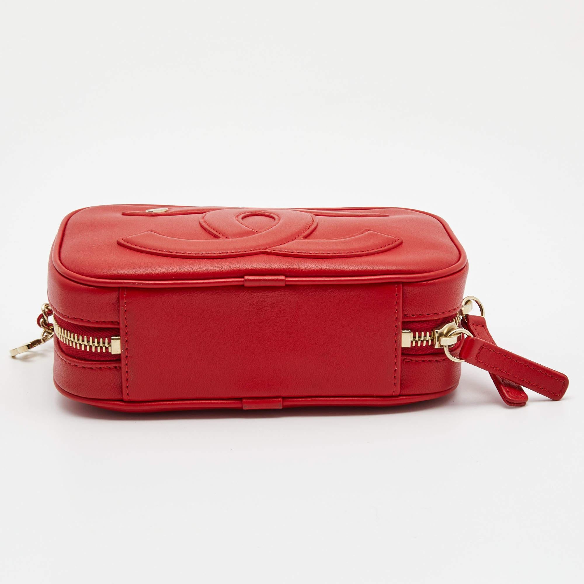 Chanel Red Leather CC Mania Waist Bag 1