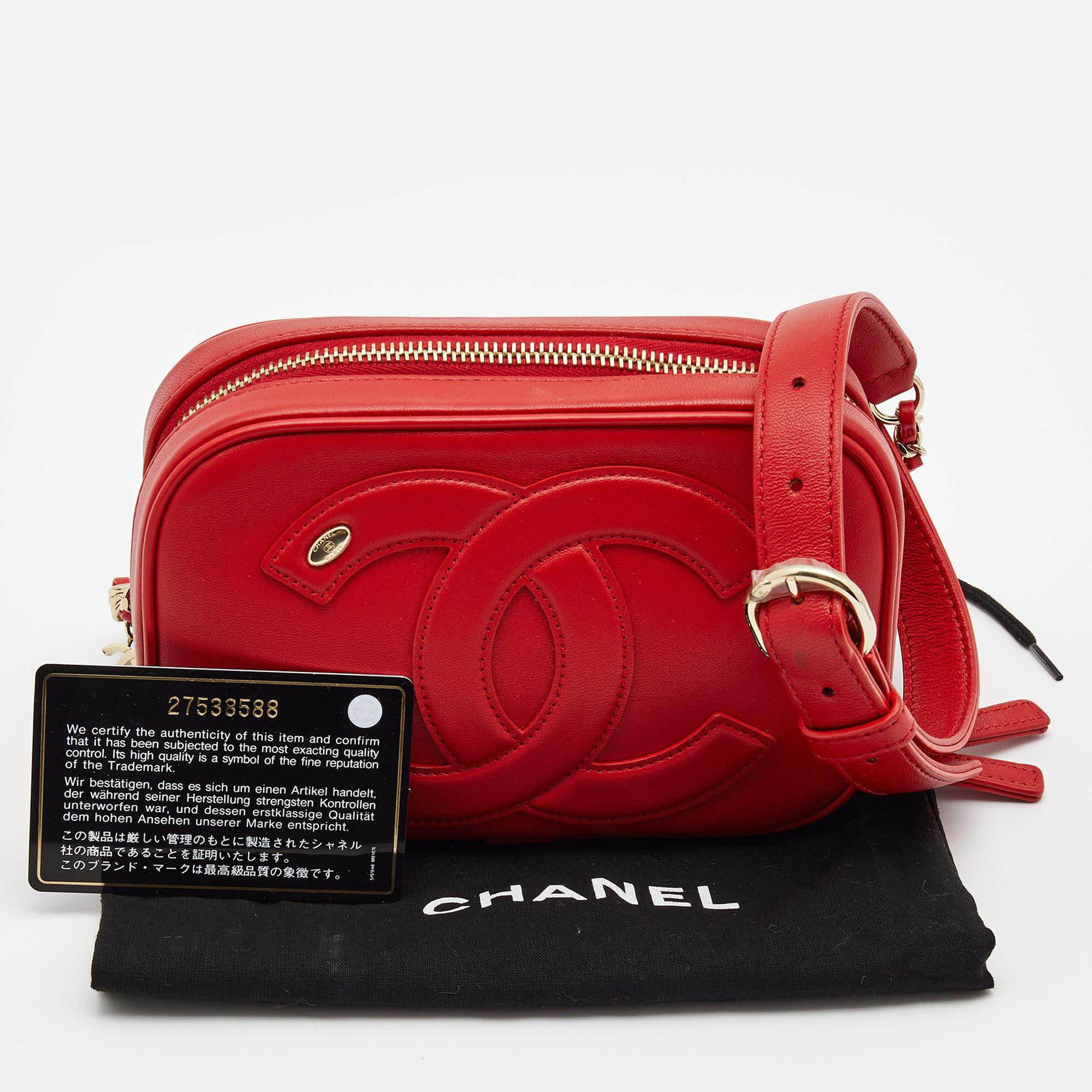 Chanel Red Leather CC Mania Waist Bag 5