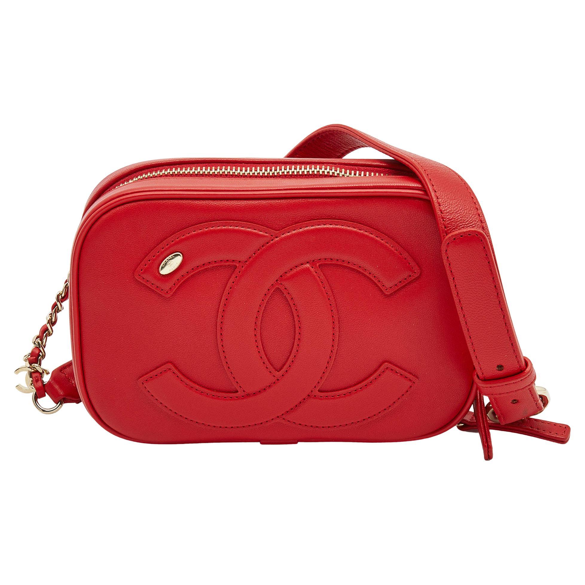 Chanel CC Mania Tailletasche aus rotem Leder