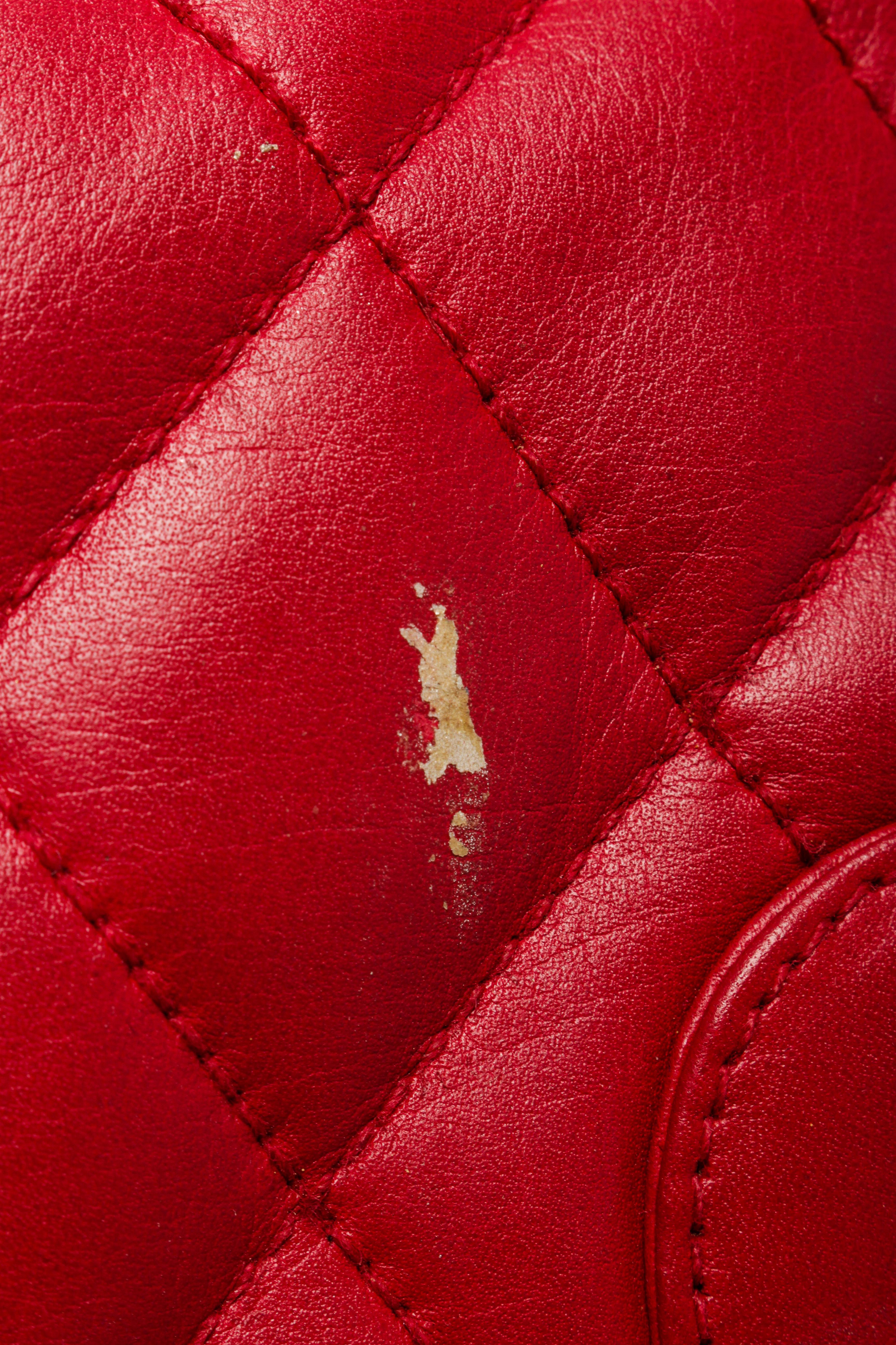 Chanel Red Leather Chain Buckle Flap Shoulder Bag For Sale 3