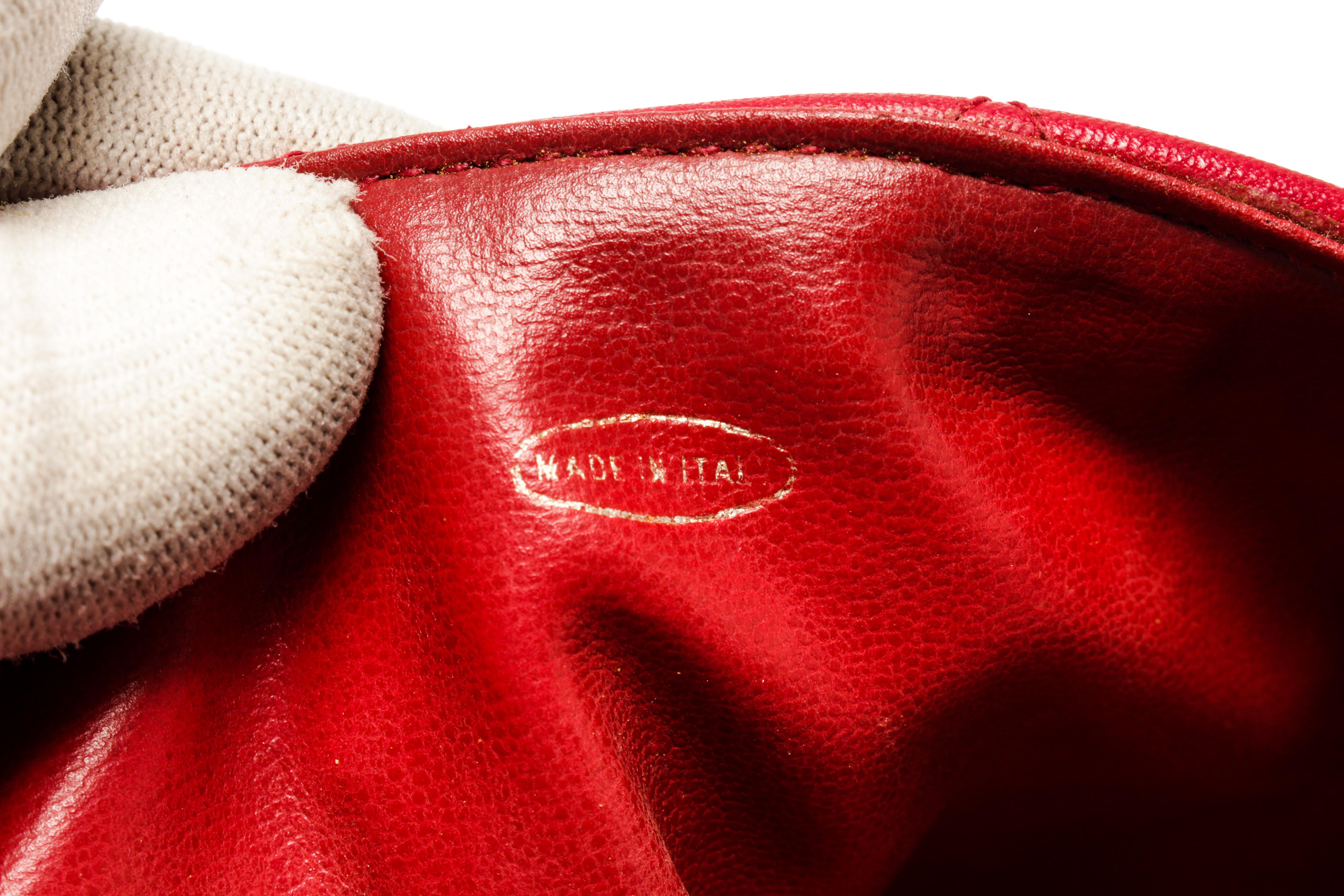 Chanel Red Leather Chain Buckle Flap Shoulder Bag For Sale 4