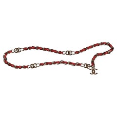 Chanel Red Leather Chain CC Waist Belt