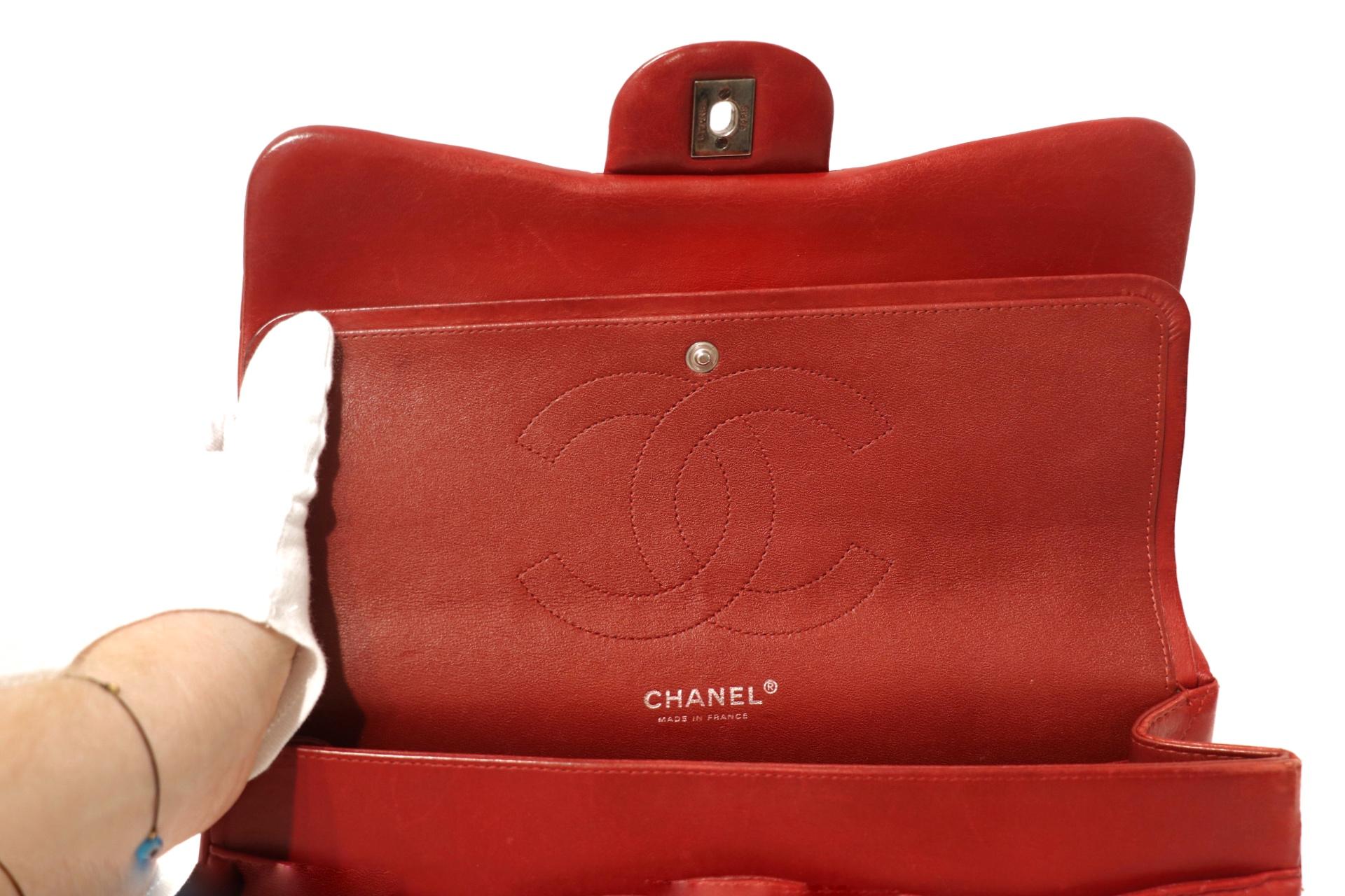 Chanel Red Leather Classic Double Flap  1