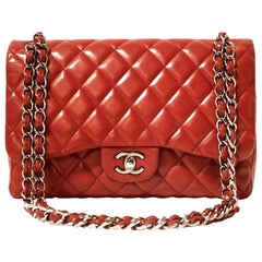 Chanel Red Leather Classic Double Flap
