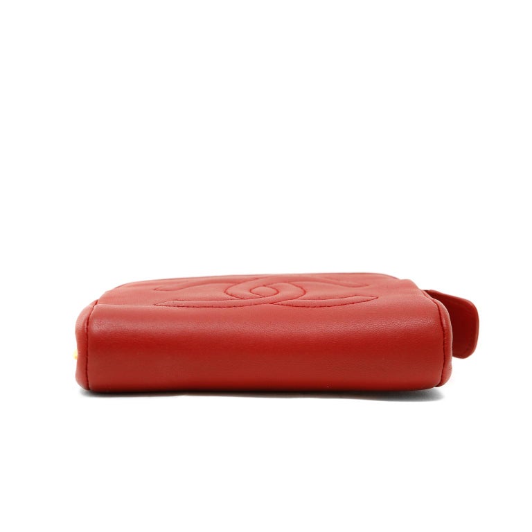 Women's Chanel Red Leather Coin Purse For Sale
