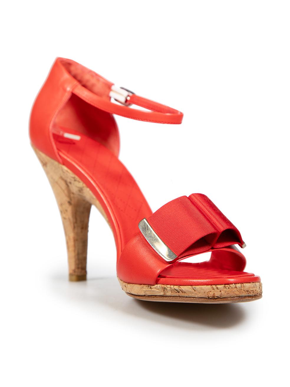 CONDITION is Very good. Minimal wear to heels is evident. There is general creasing along the insole leather. There are surface abrasions along the soles on this used Chanel designer resale item.
 
 Details
 
 
 Red
 
 Leather
 
 Sandals
 
 Open-toe