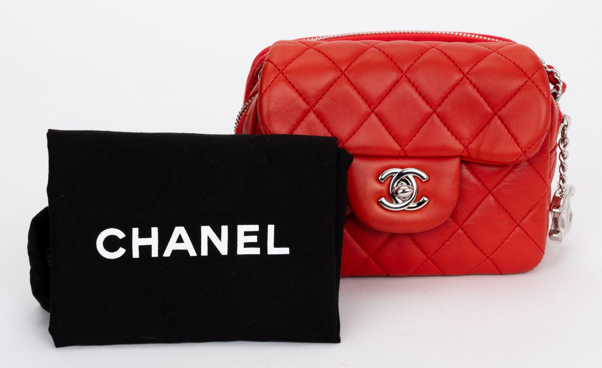 Chanel Red Leather Crossbody Flap Bag For Sale 4