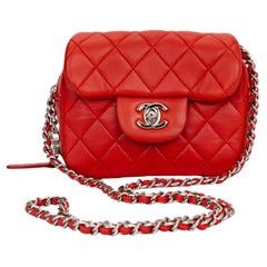 Used Chanel Red Leather Crossbody Flap Bag