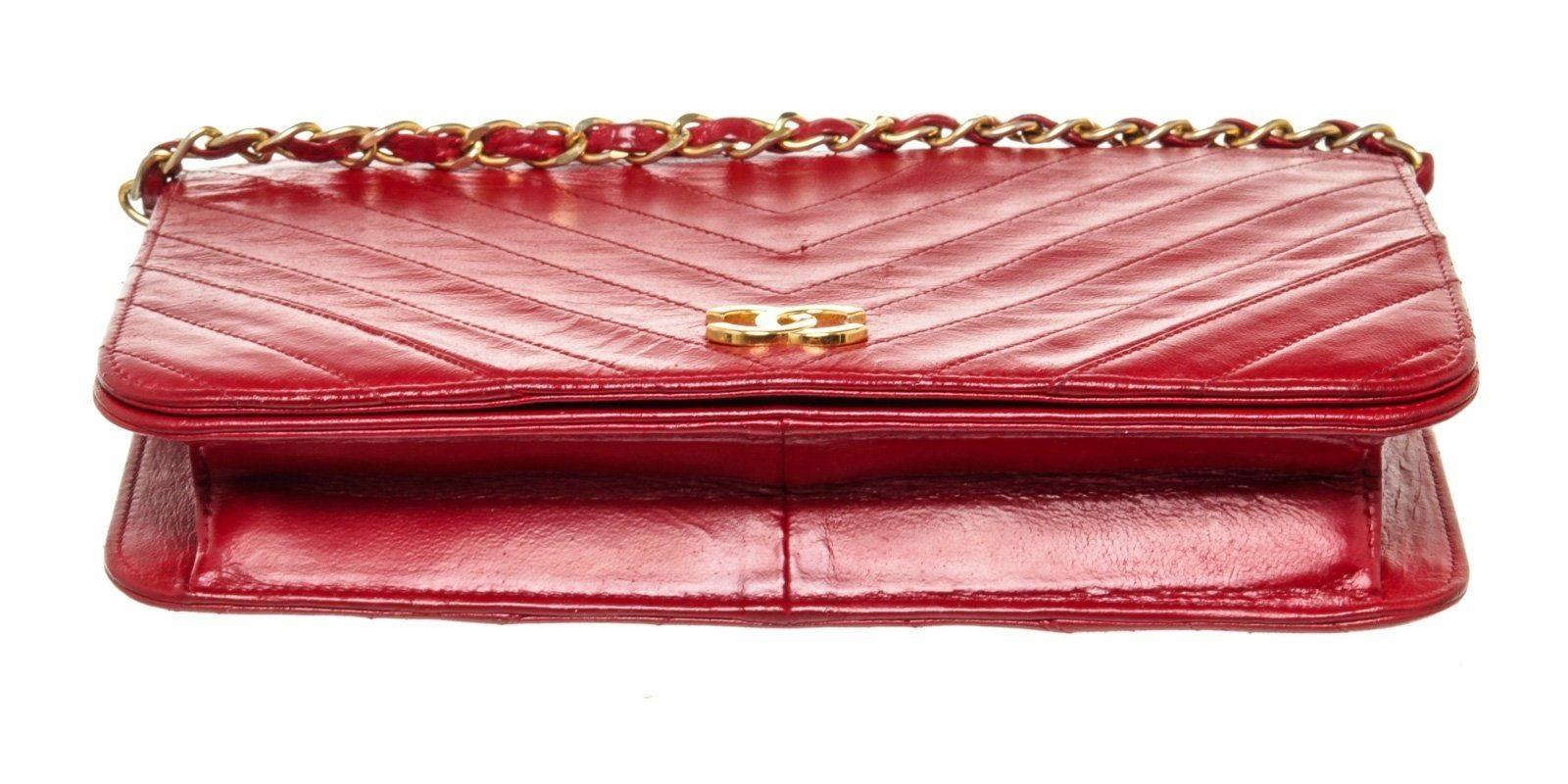 Women's Chanel Red Leather Full Flap Shoulder Bag