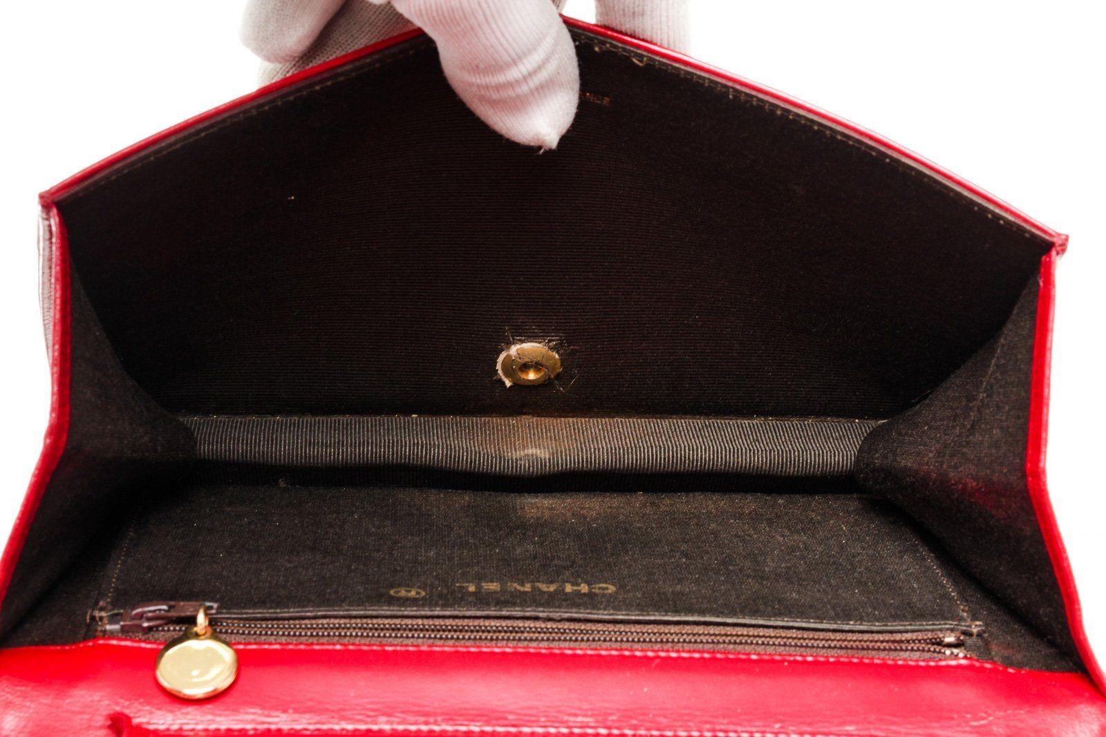 Chanel Red Leather Full Flap Shoulder Bag 1