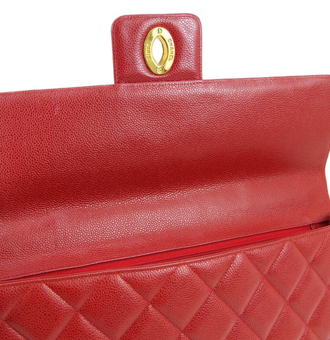 Chanel Red Leather Gold Carryall Business Top Handle Travel Brief Briefcase Bag In Good Condition In Chicago, IL