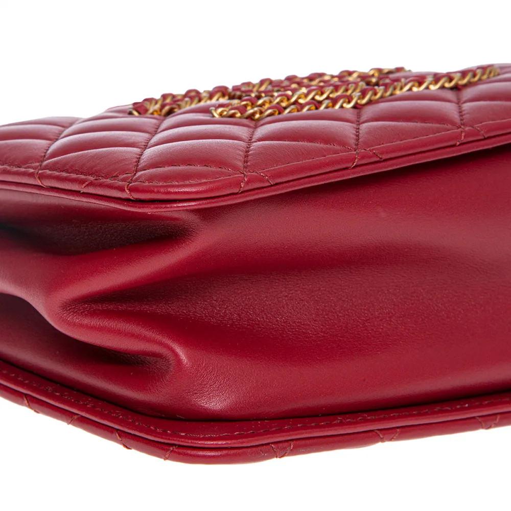 Red Chanel red leather gold hardware shoulder bag