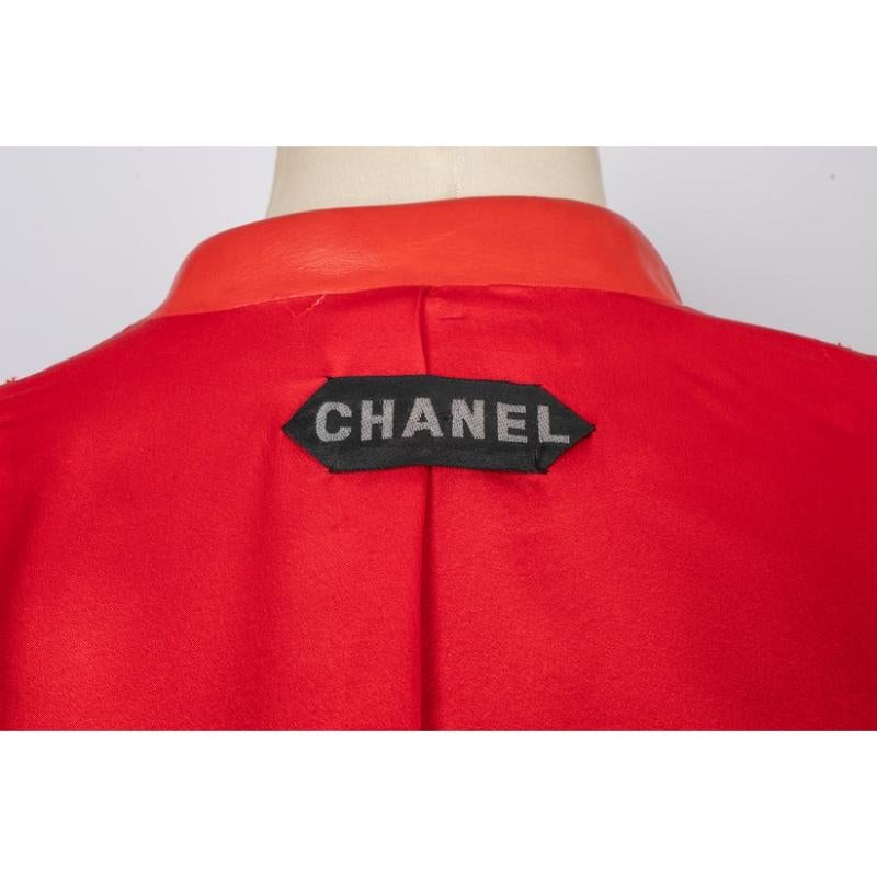 Chanel Red Leather Jacket Haute Couture Spring, 1994 For Sale 7