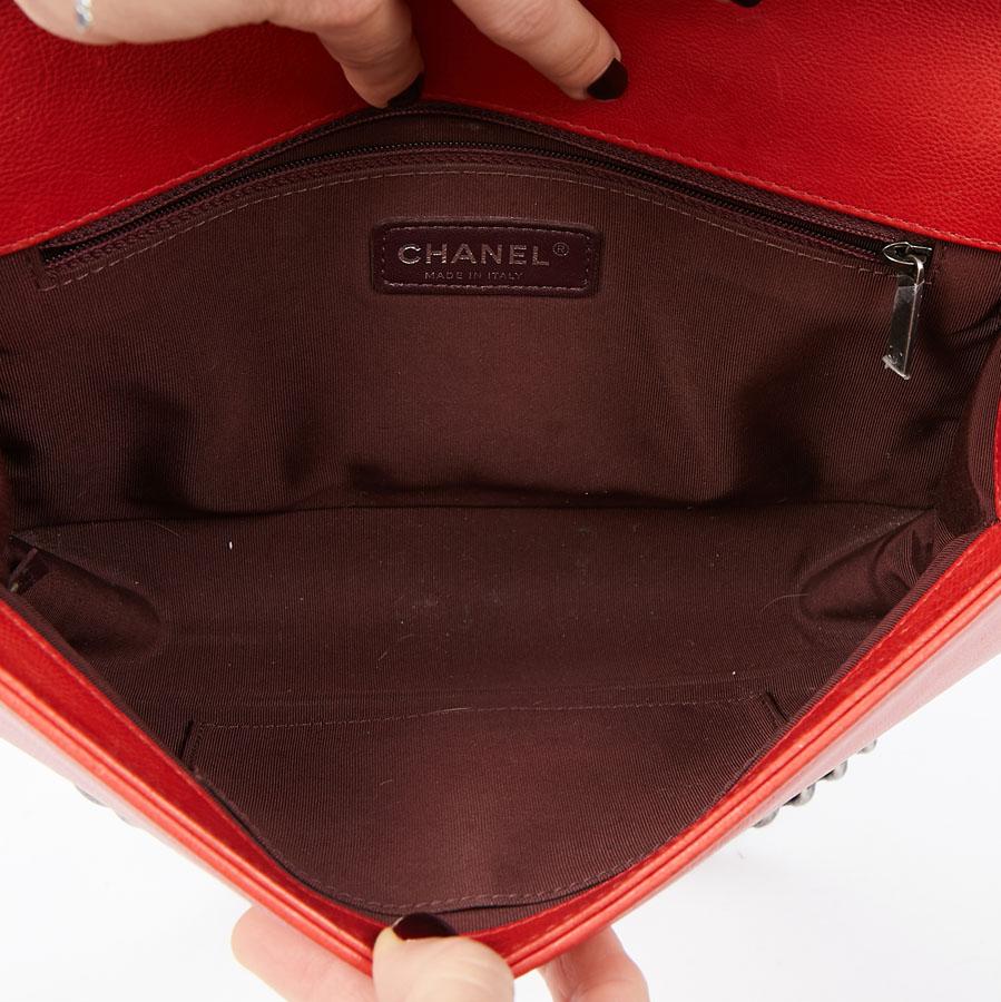 CHANEL Red Leather Large Boy Bag  8