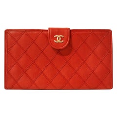 Chanel Red Leather Vintage Long Wallet