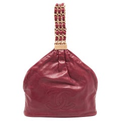 Chanel Red Leather Mini Rock and Chain Hobo