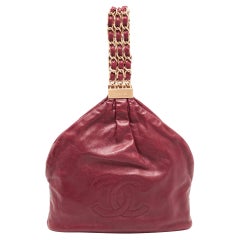 Roter Leder-Mini-Berg und Kette Hobo von Chanel