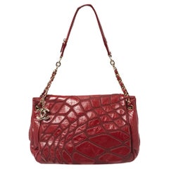 Chanel Red Leather Scales Accordion Shoulder Bag