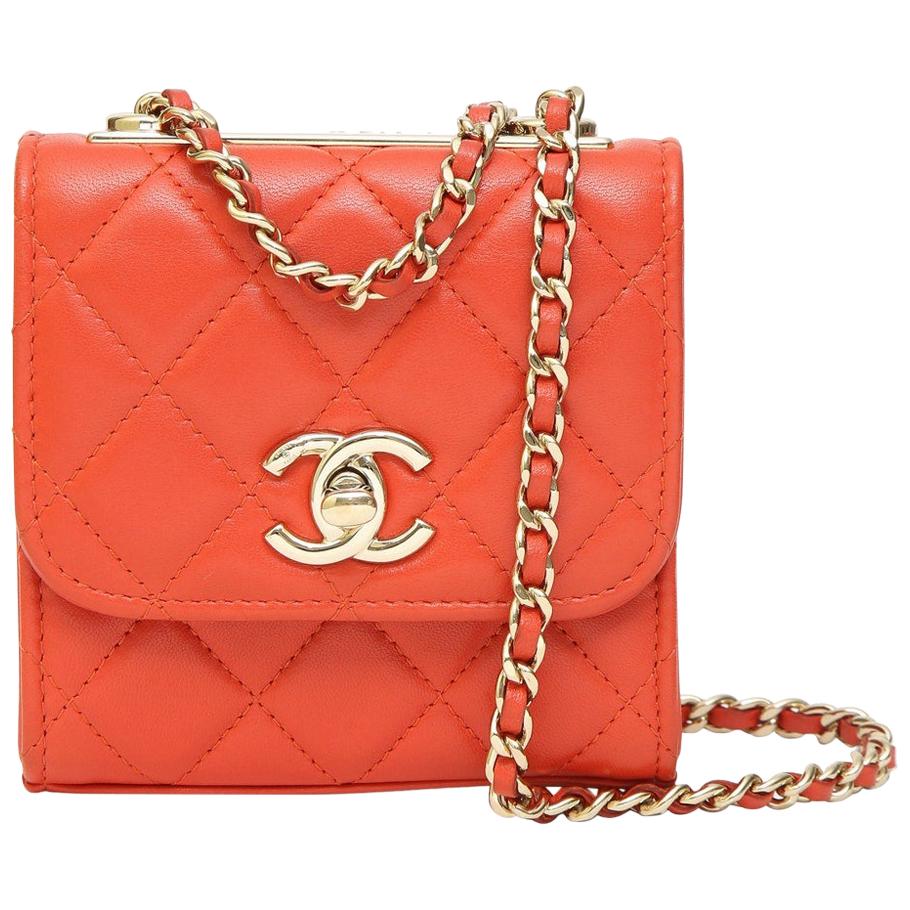 Chanel red leather shoulder bag