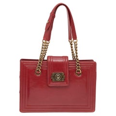 Chanel Red Leather Small Jetsetter Boy Tote