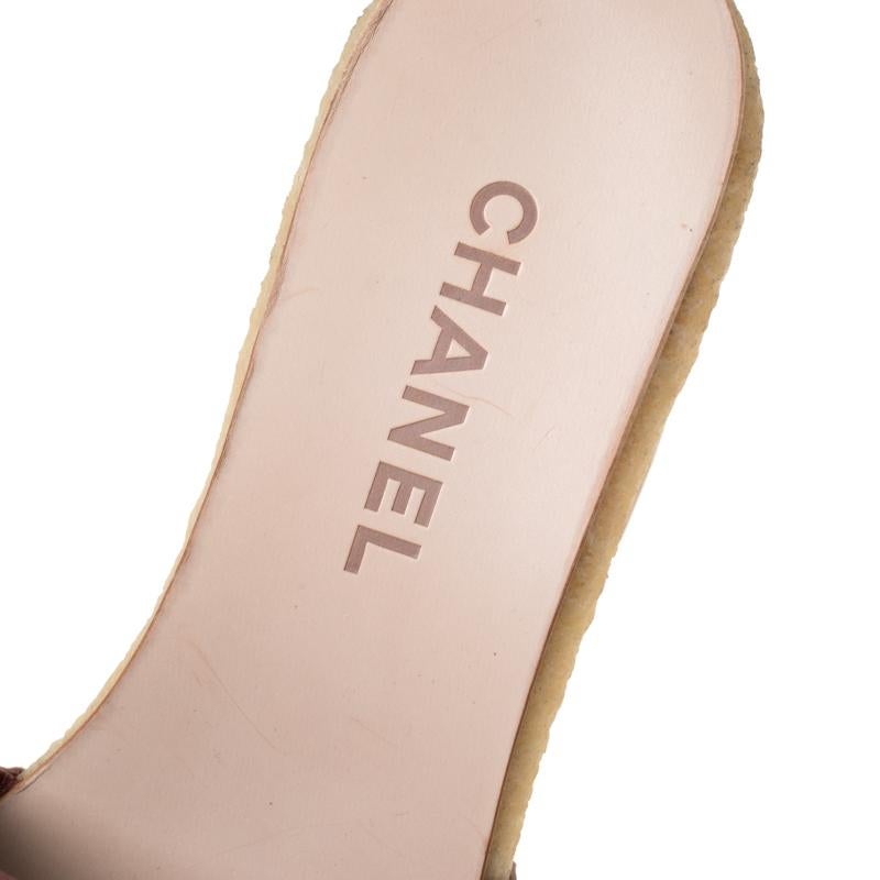 Chanel Red Leather Wedge Platform Slides Size 37 1