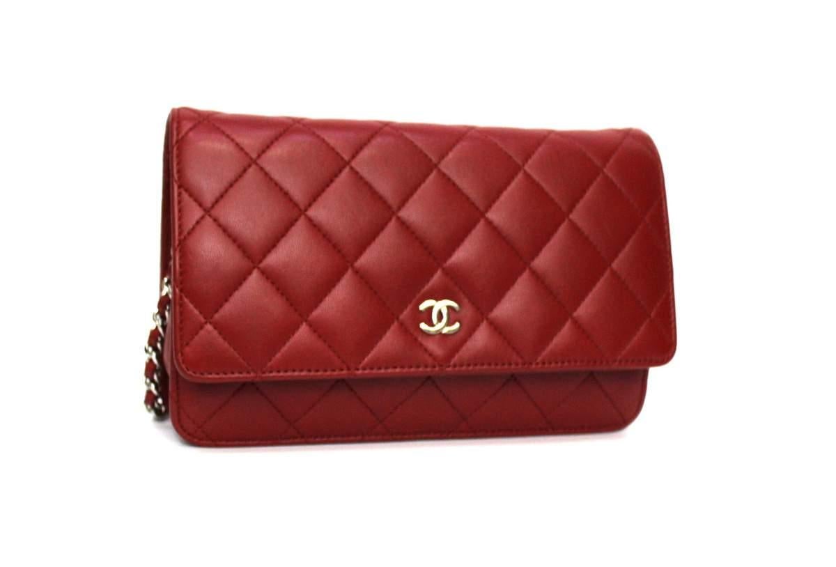 Brown Chanel Red Leather Woc Bags