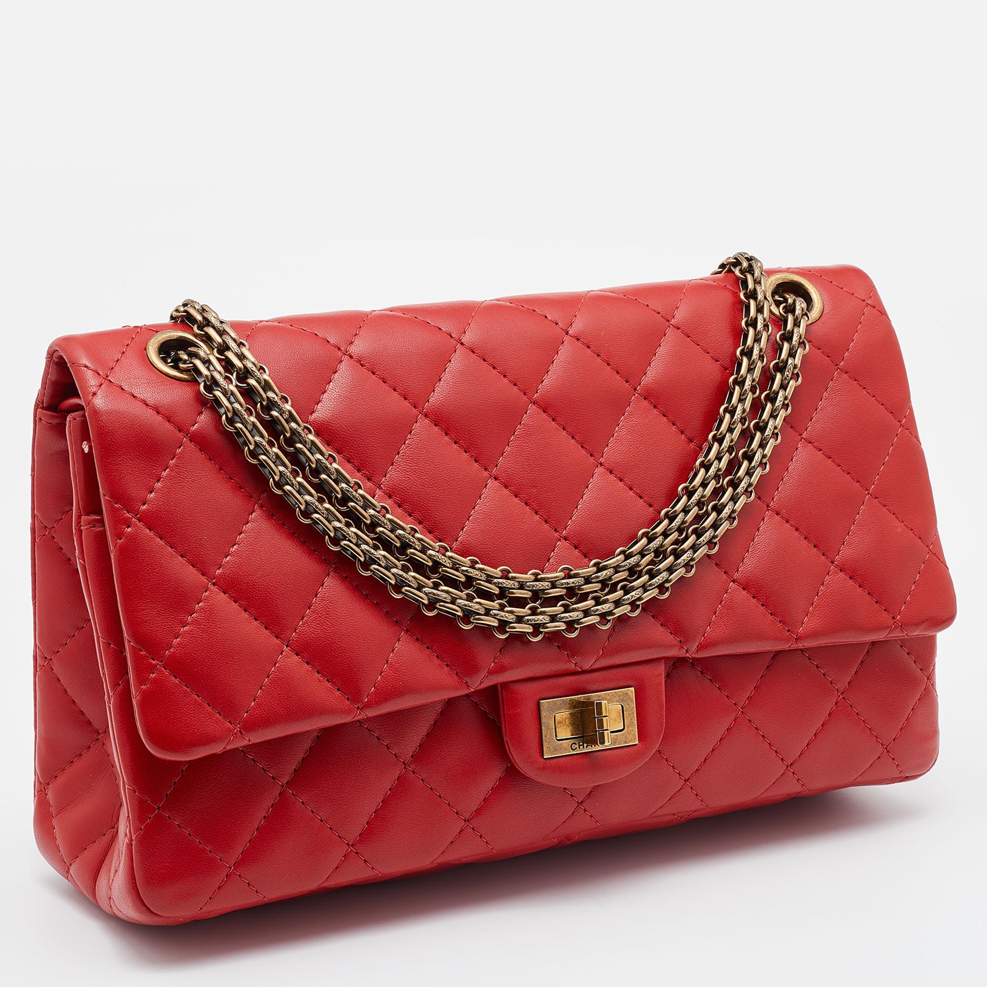 Women's Chanel Red Lipstick Quilted Leather Reissue 2.55 Classic 226 Flap Bag