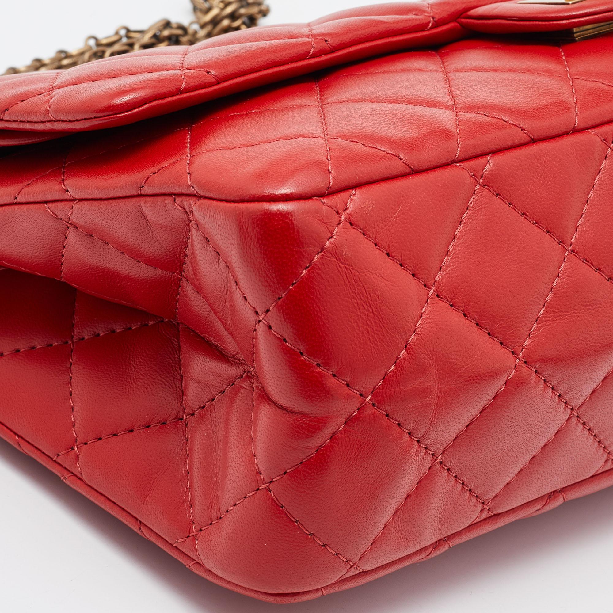 Chanel Red Lipstick Quilted Leather Reissue 2.55 Classic 226 Flap Bag 2