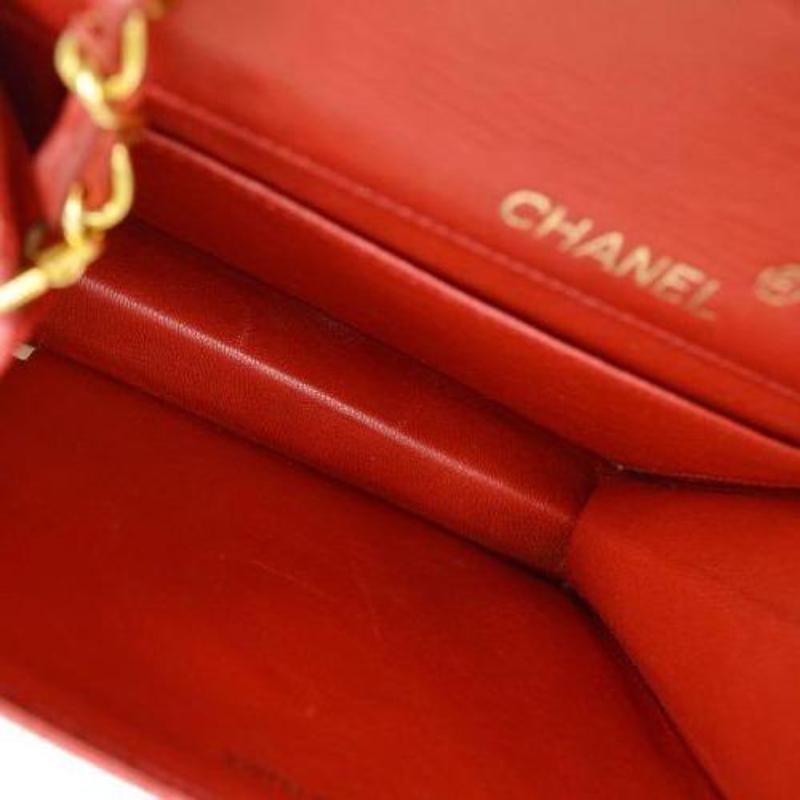 Women's CHANEL Red Lizard Exotic Skin Leather Gold CC Small Mini Evening Shoulder Bag