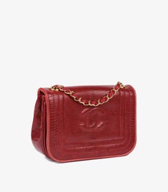 Chanel Rote Eidechsenleder Vintage Timeless Mini Flap Bag