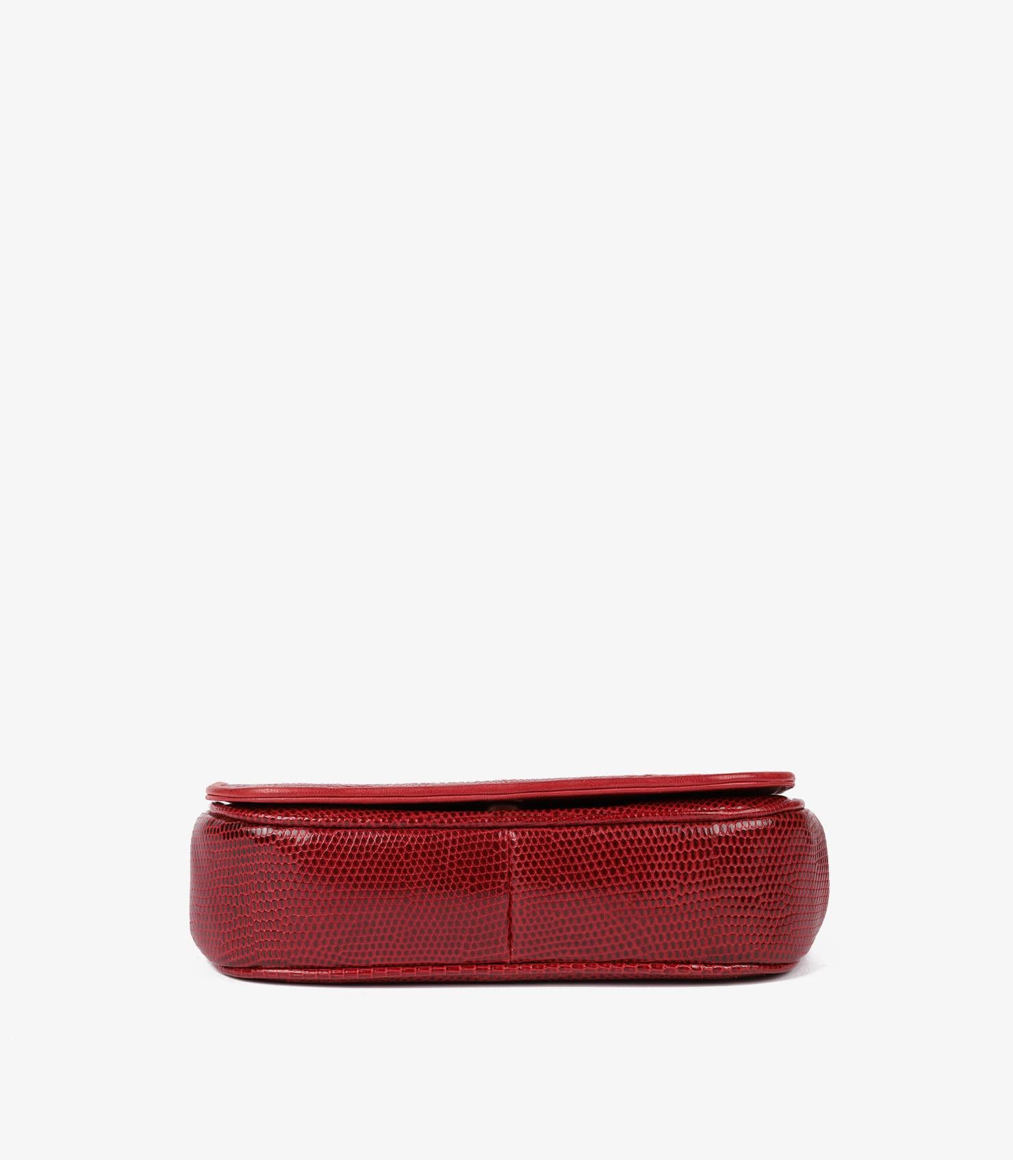 Chanel Red Lizard Leather Vintage Timeless Mini Flap Bag For Sale 2