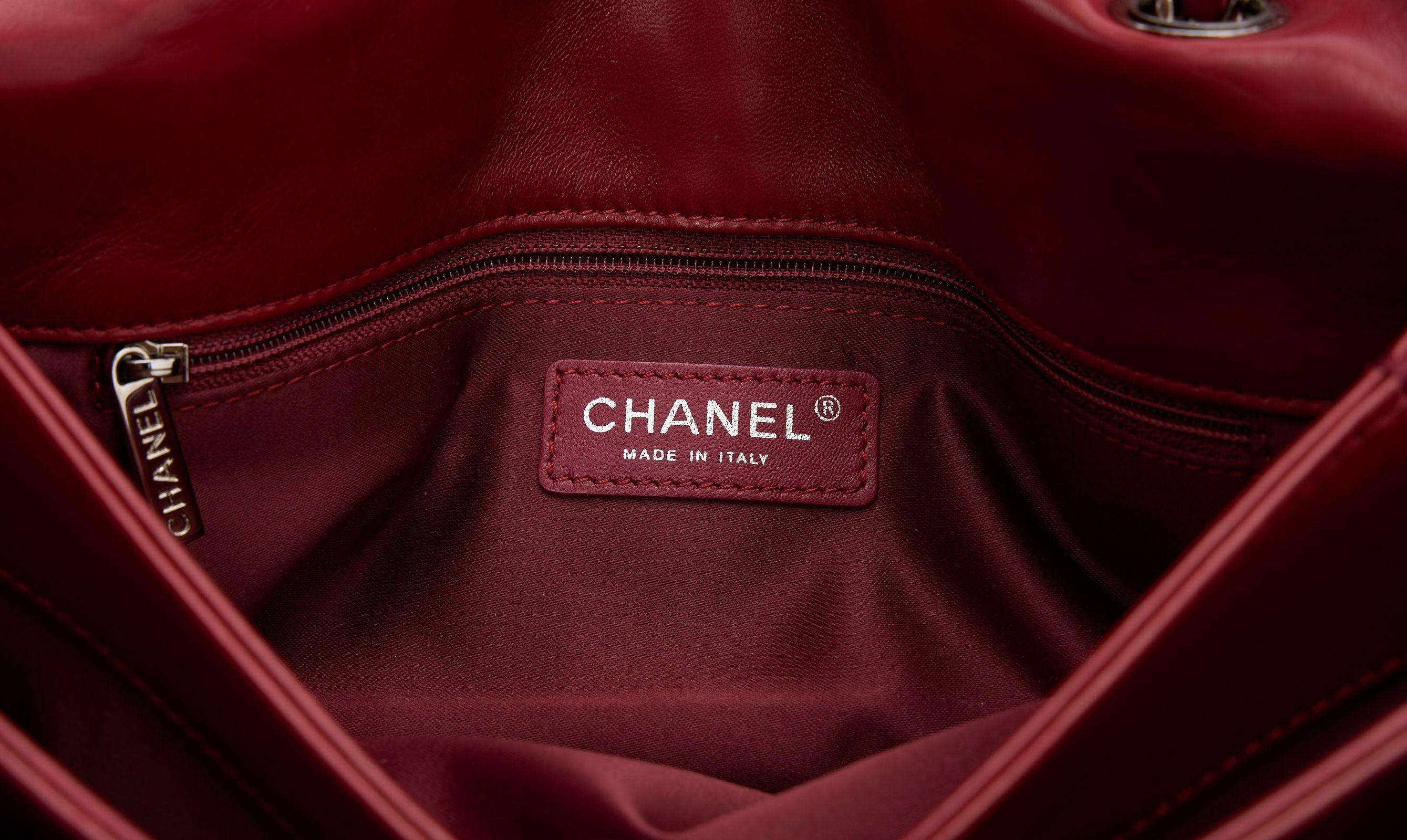 Chanel Red Maxi Accordion Flap Bag For Sale 3
