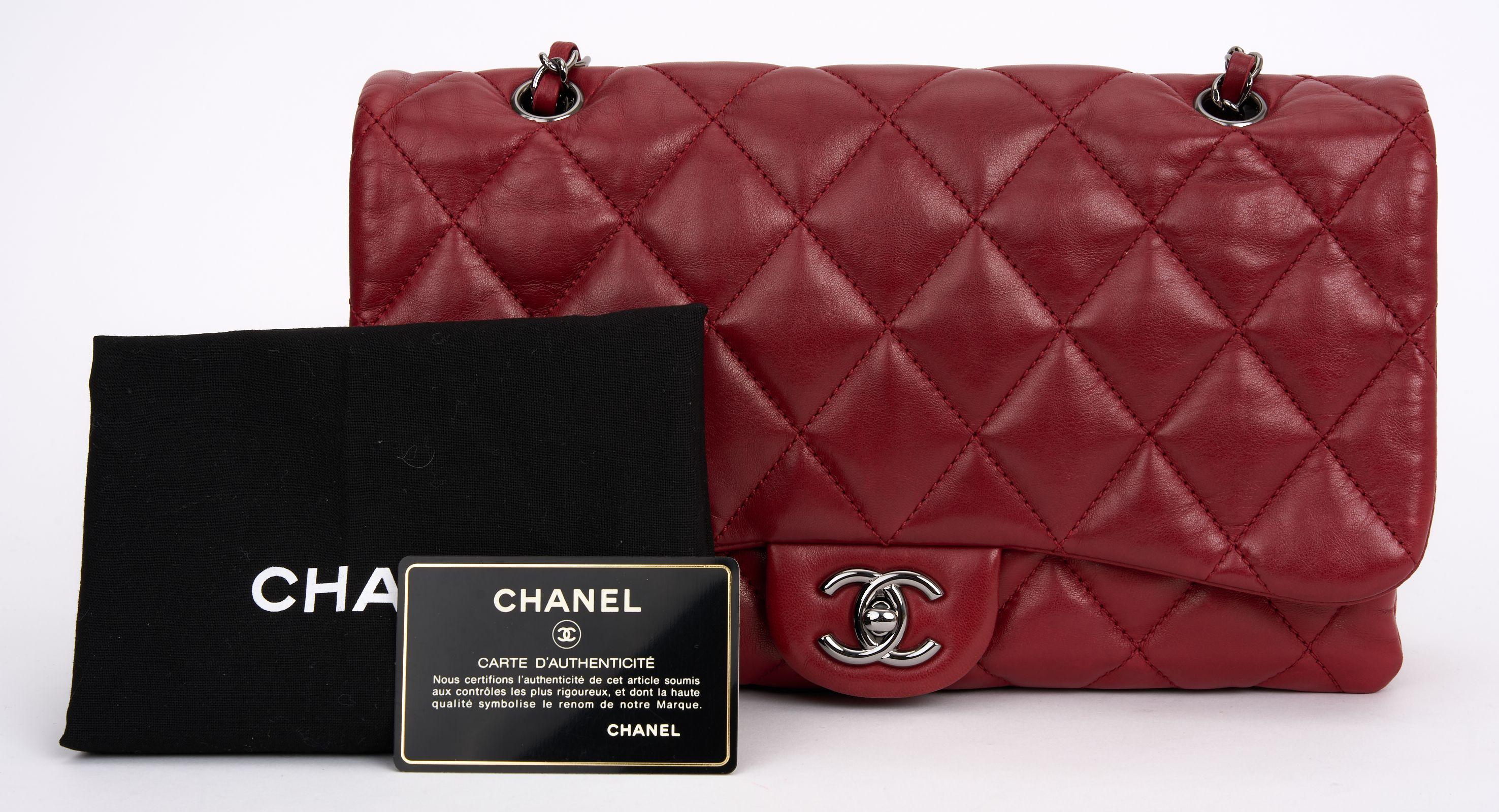 Chanel Red Maxi Accordion Flap Bag For Sale 4