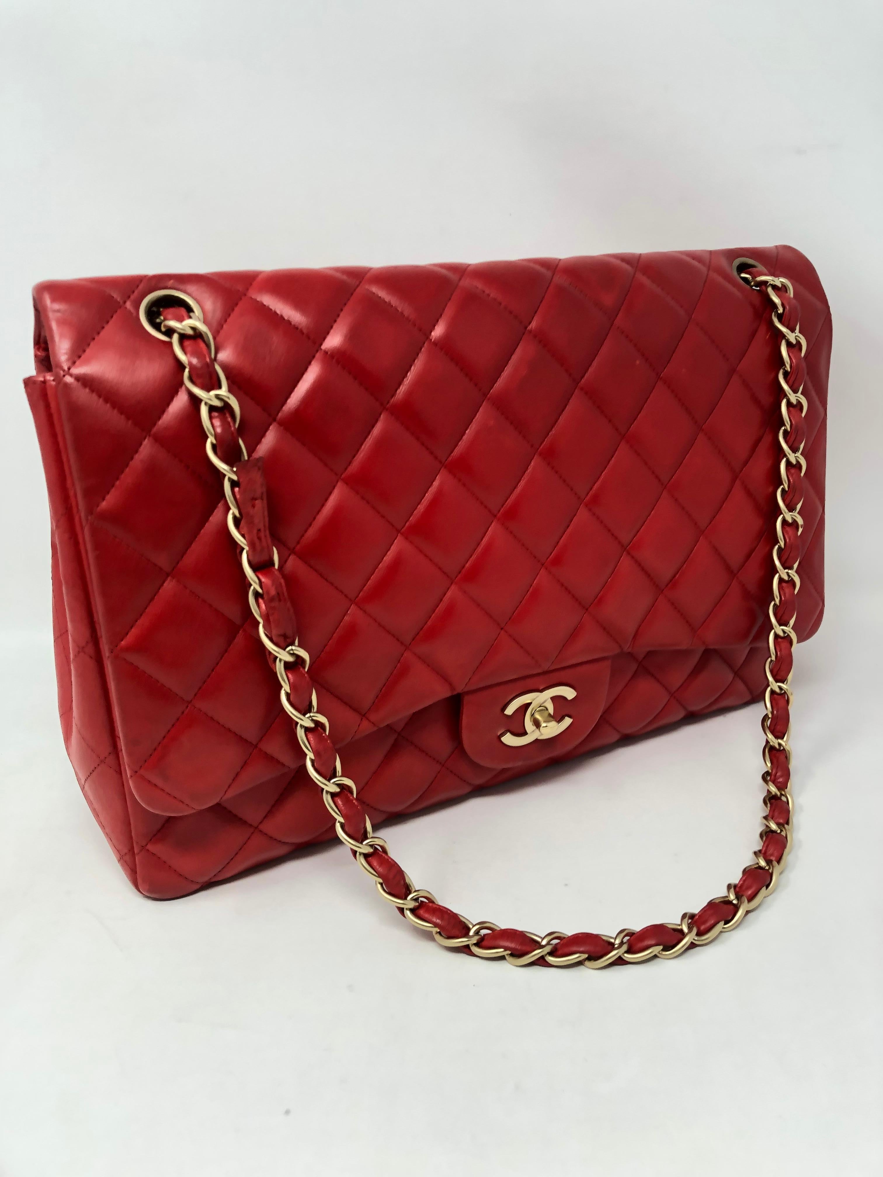 Brown Chanel Red Maxi Bag