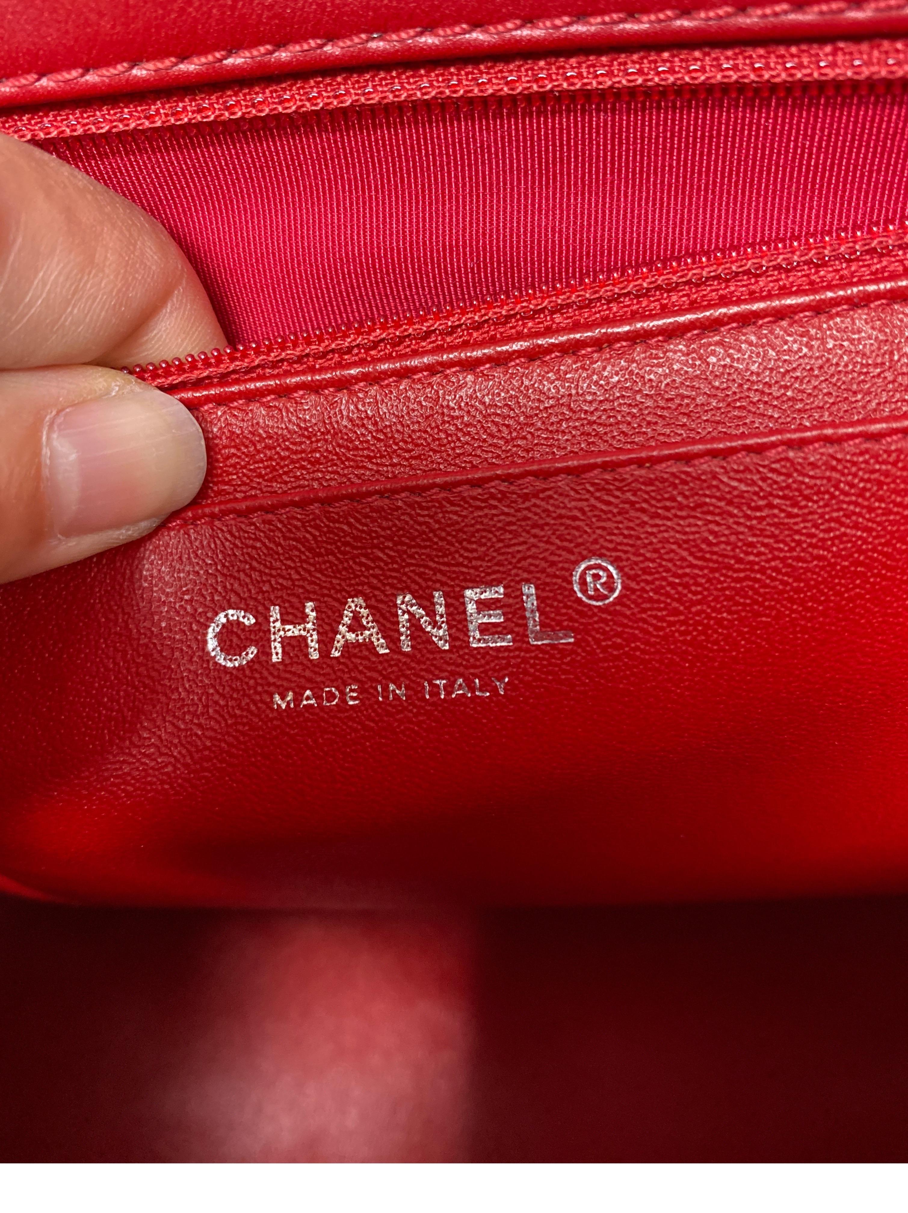 Chanel Rote Maxi-Chevron-Lackledertasche 7