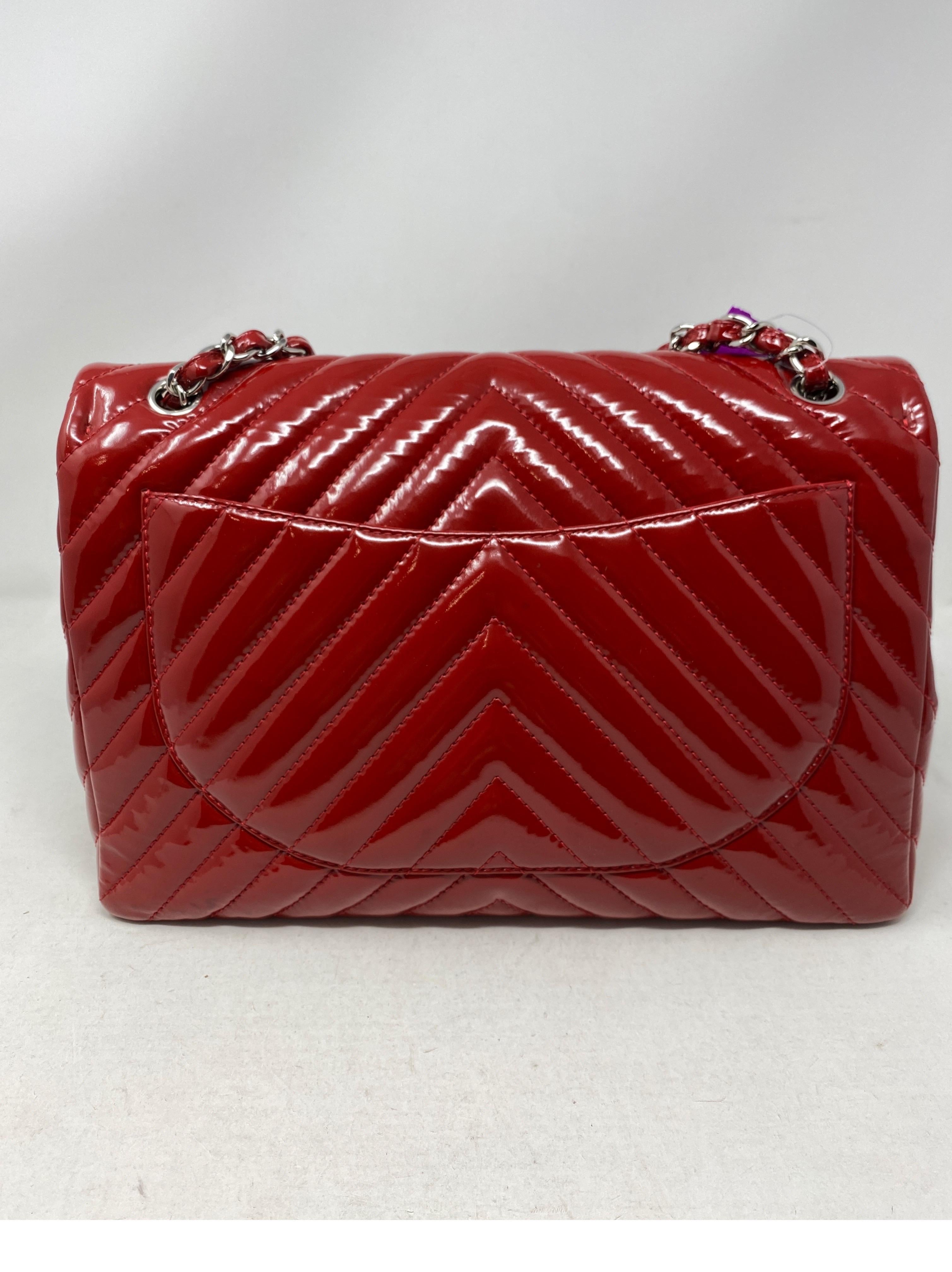 Chanel Rote Maxi-Chevron-Lackledertasche 2