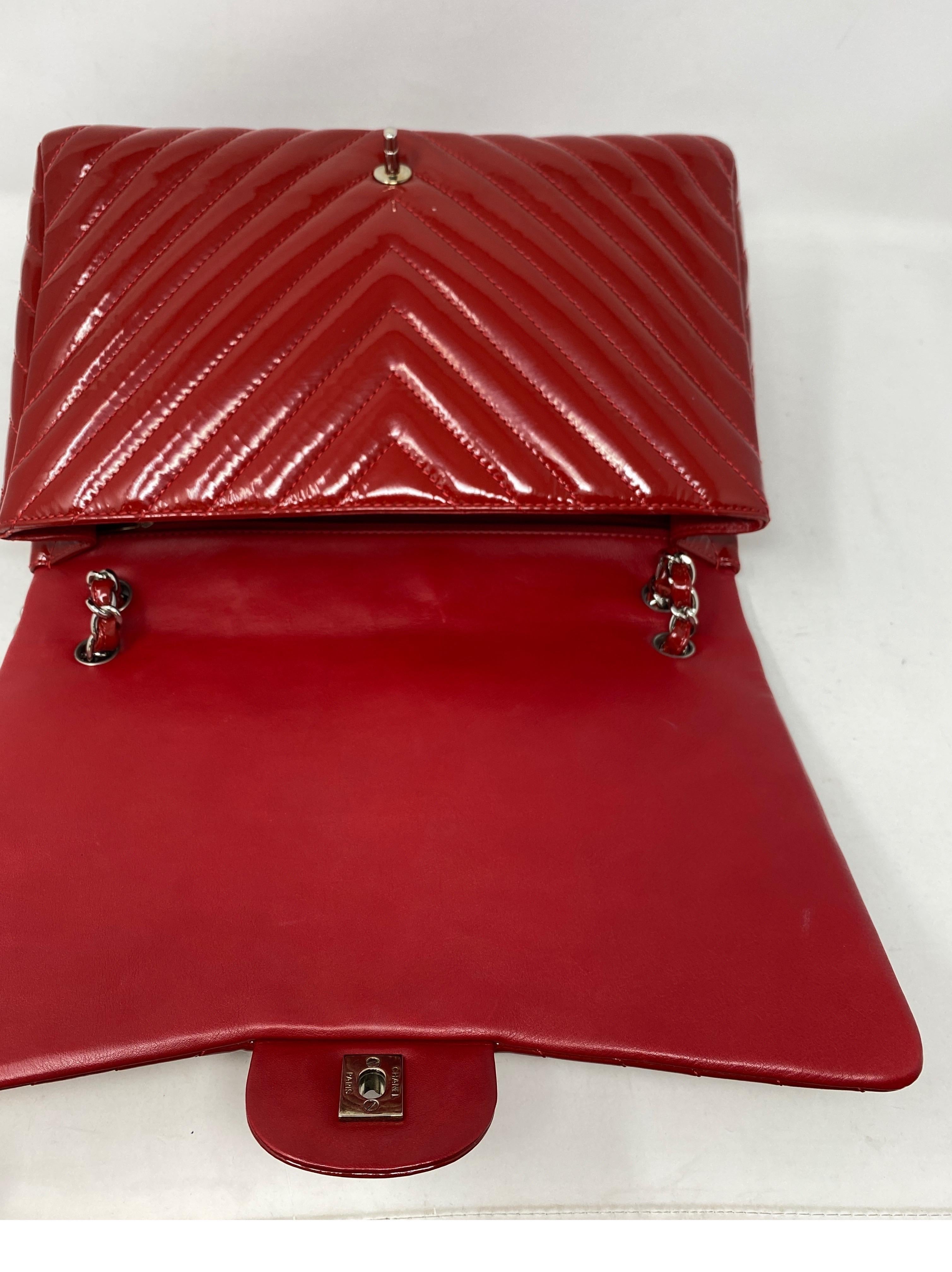 Chanel Rote Maxi-Chevron-Lackledertasche 3