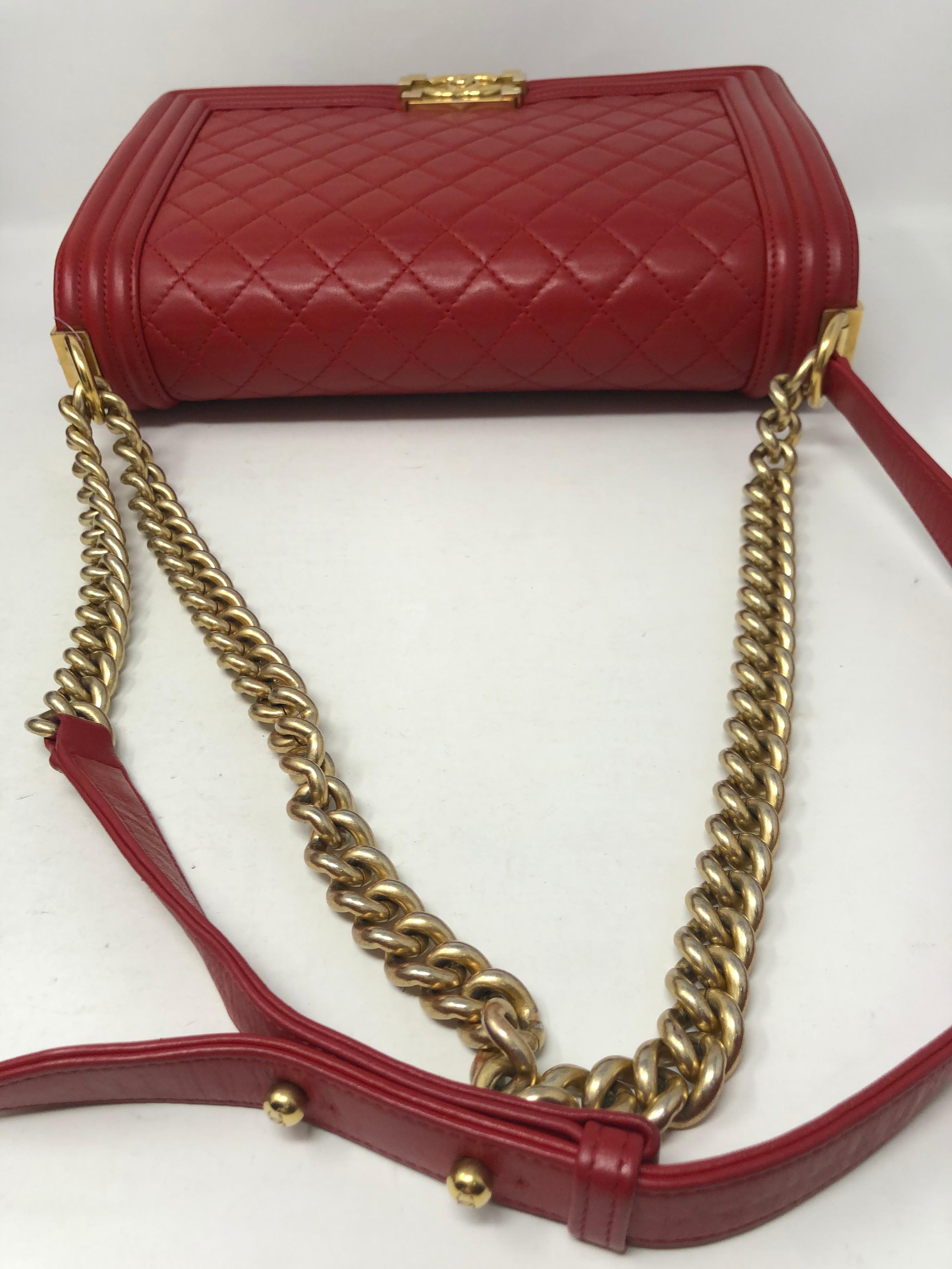 Chanel Red Medium Boy Bag  7