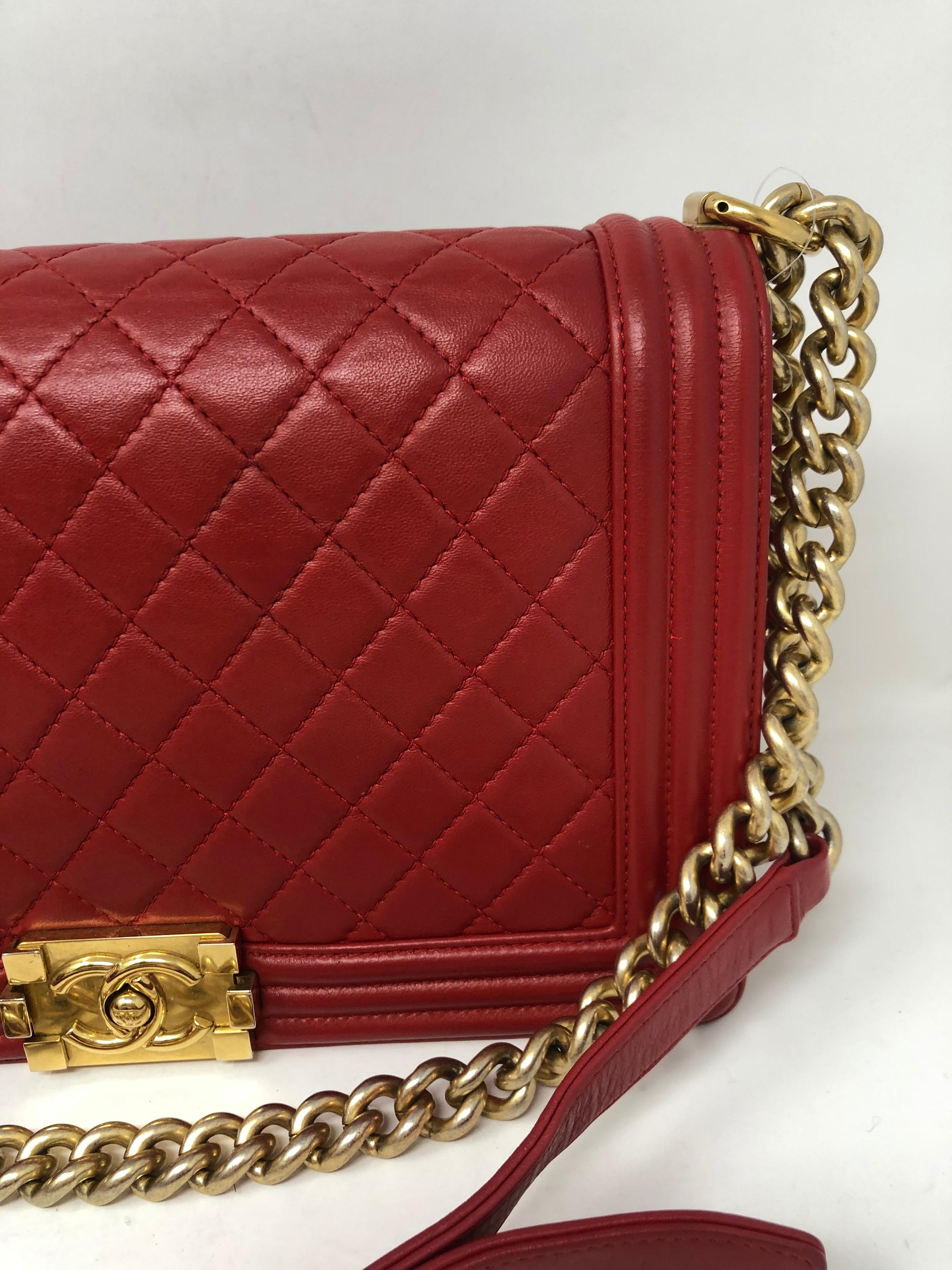 Women's or Men's Chanel Red Medium Boy Bag 