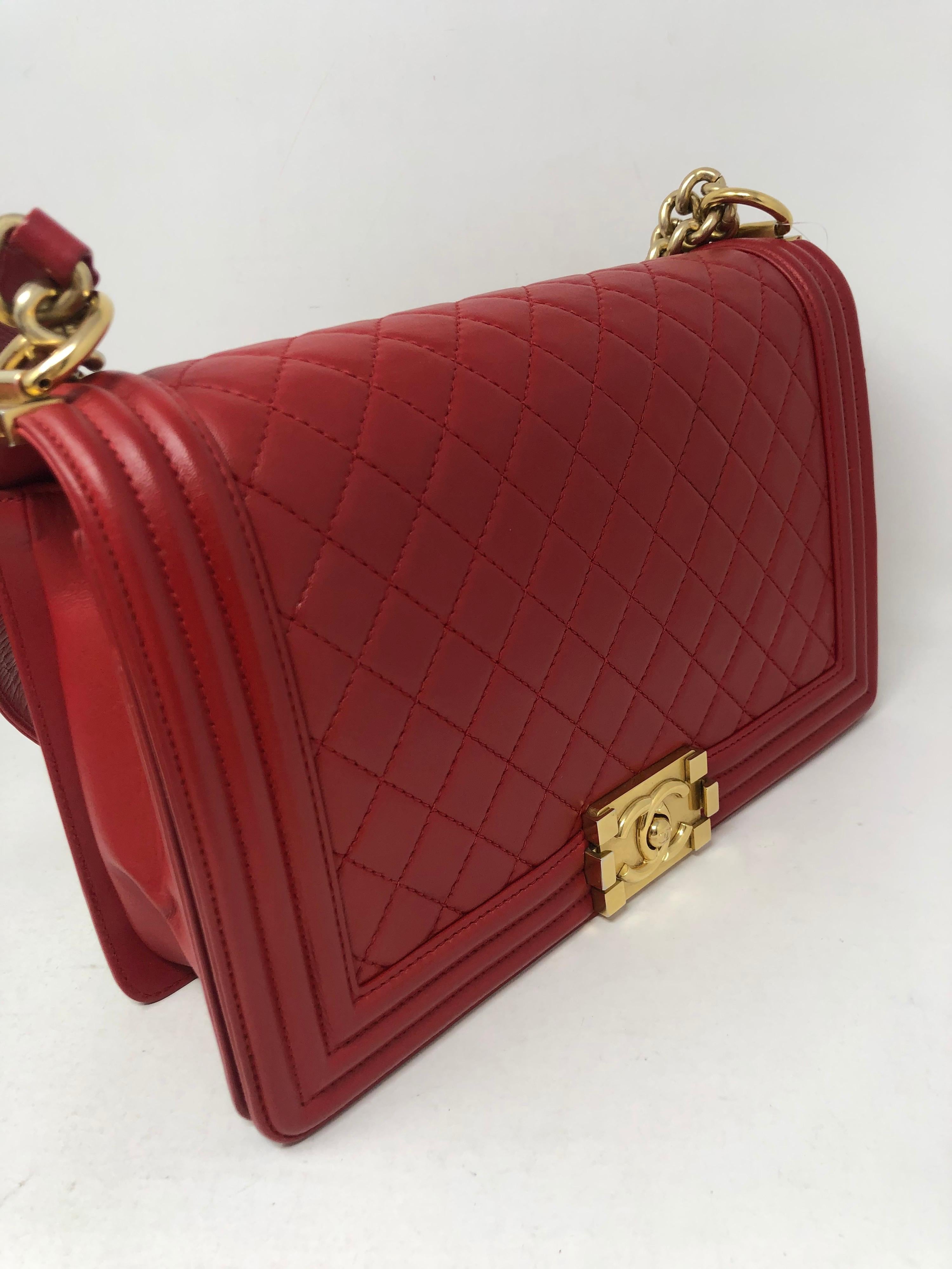 Chanel Red Medium Boy Bag  2