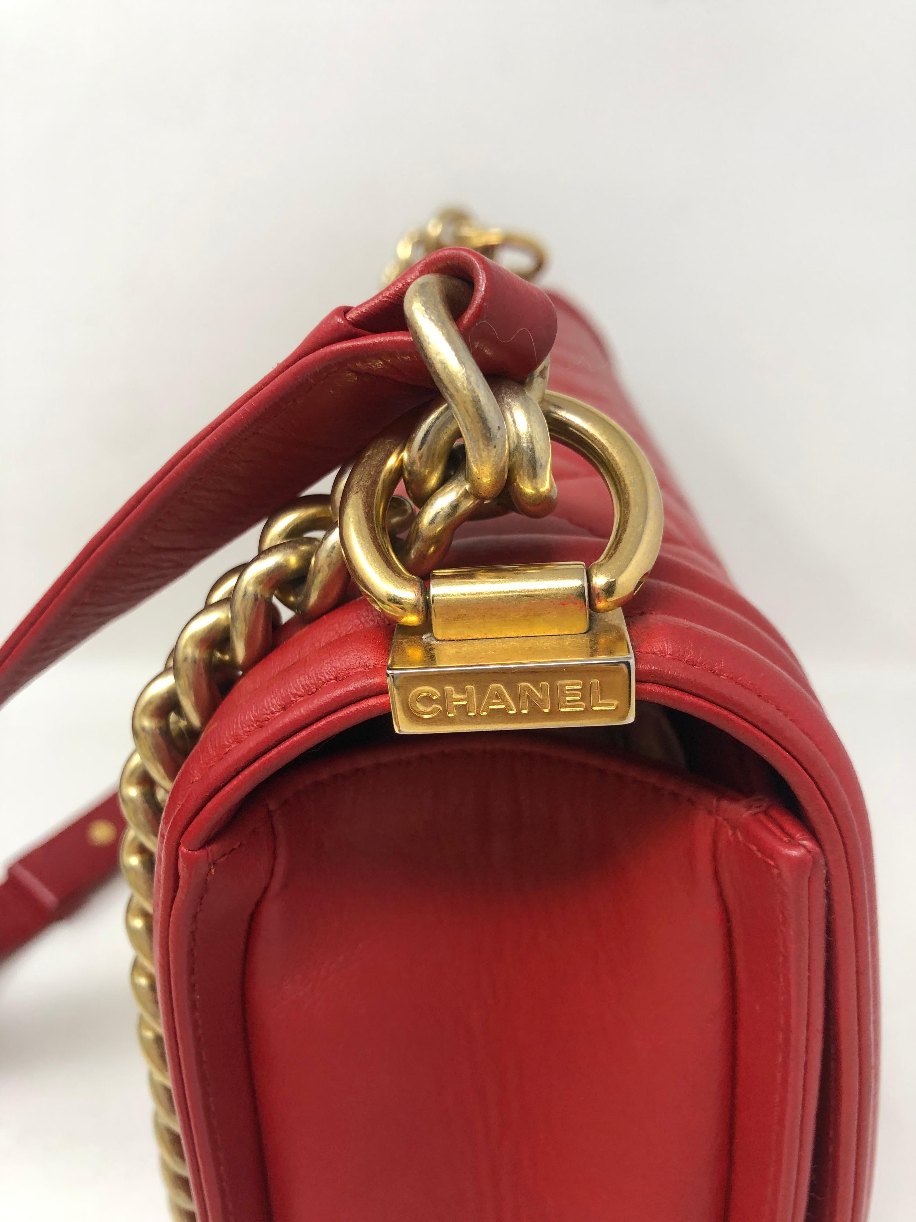 Chanel Red Medium Boy Bag  3