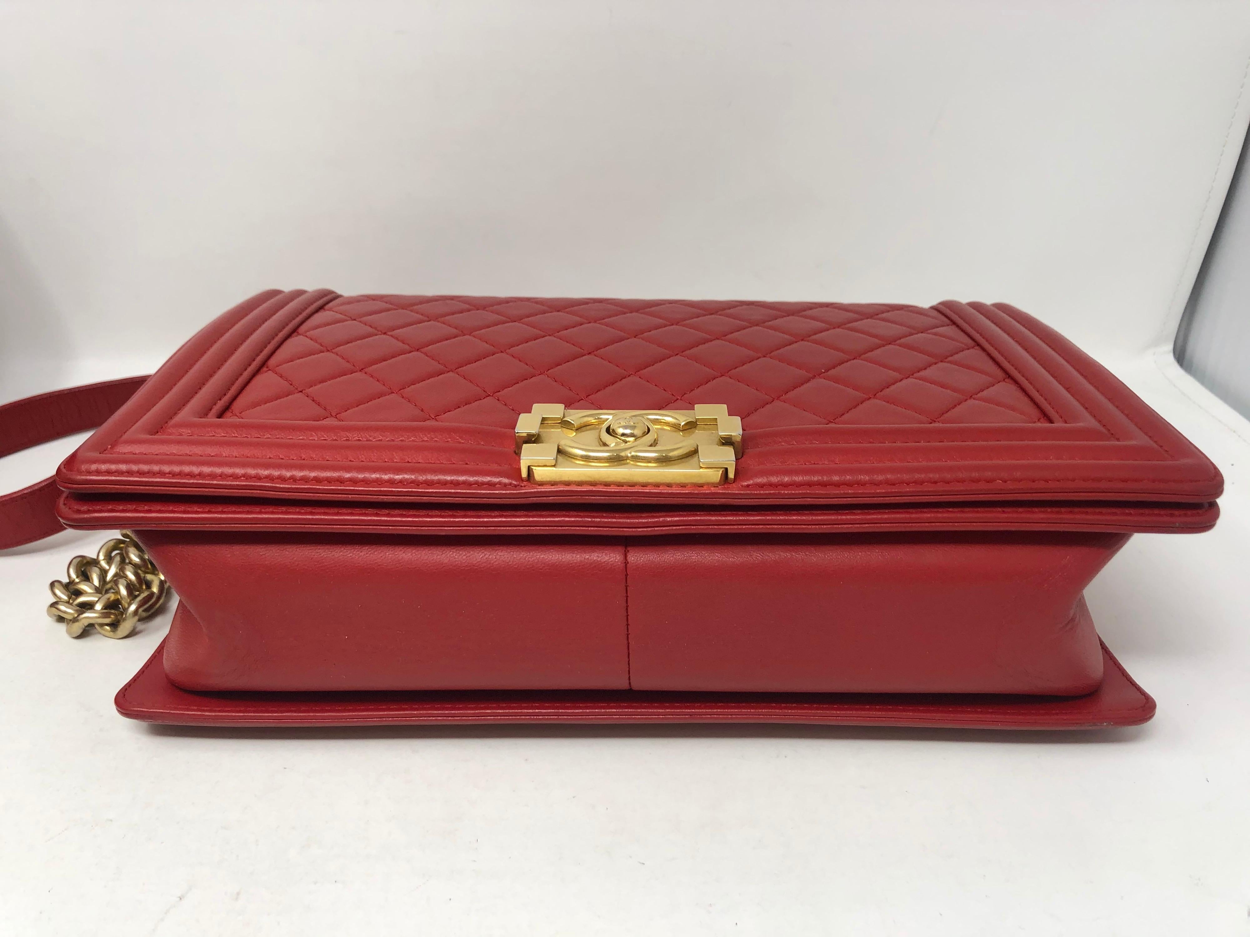 Chanel Red Medium Boy Bag  4