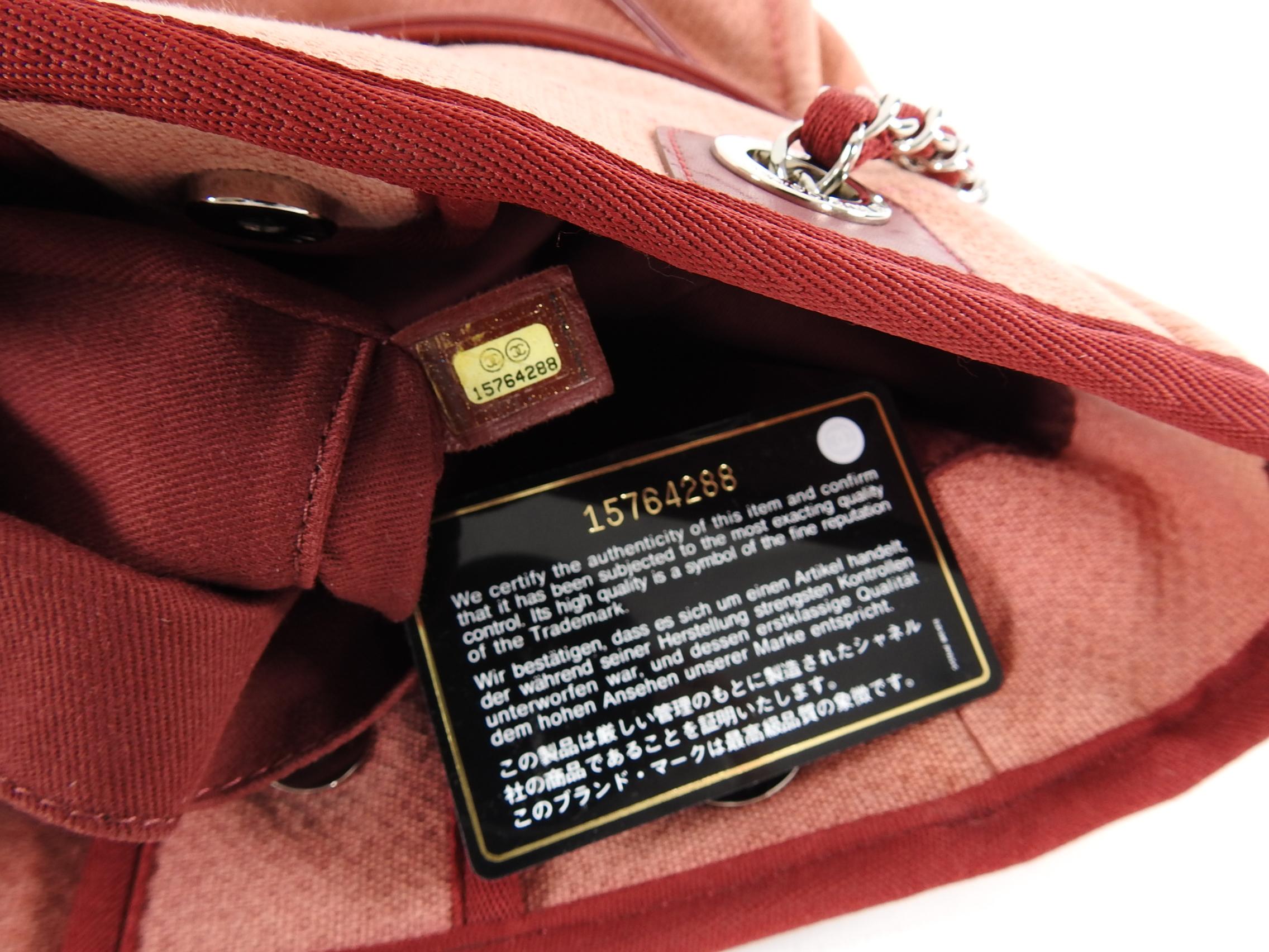 Chanel Red Mini Deauville Fabric Tote Bag 5